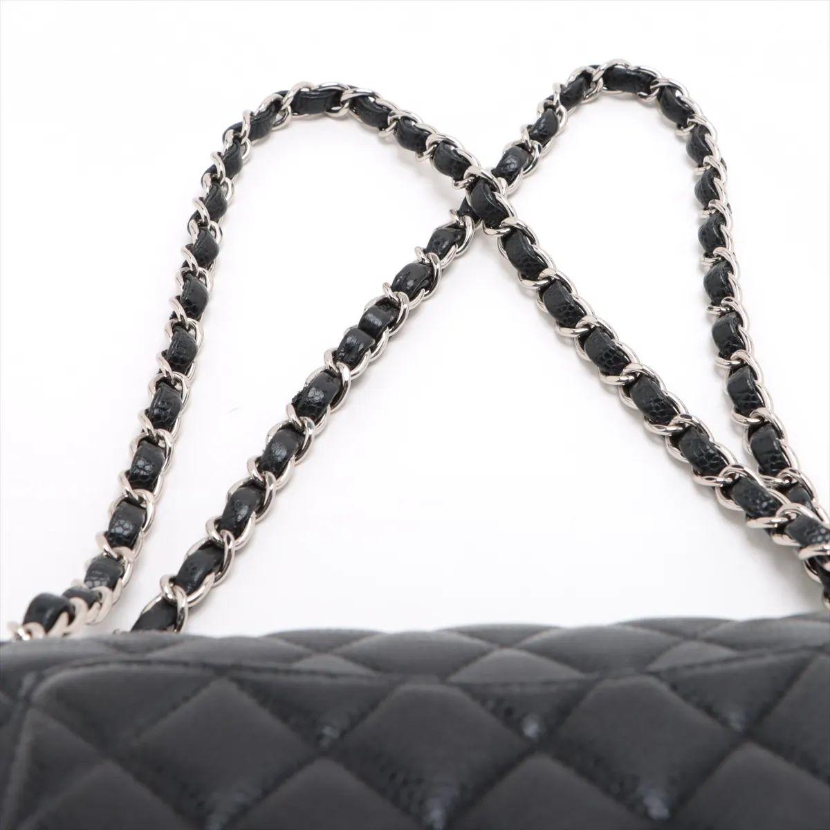 [Individually wrapped] Chanel Matelasse 25 caviar skin double flap double chain bag black silver hardware 31157544 31 series A01112 — view 6