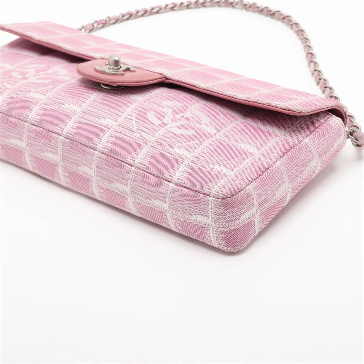 New Travel Line Nylon Chain Shoulder Bag, Pink, Silver Hardware, 6370271, Series 6 — view 3