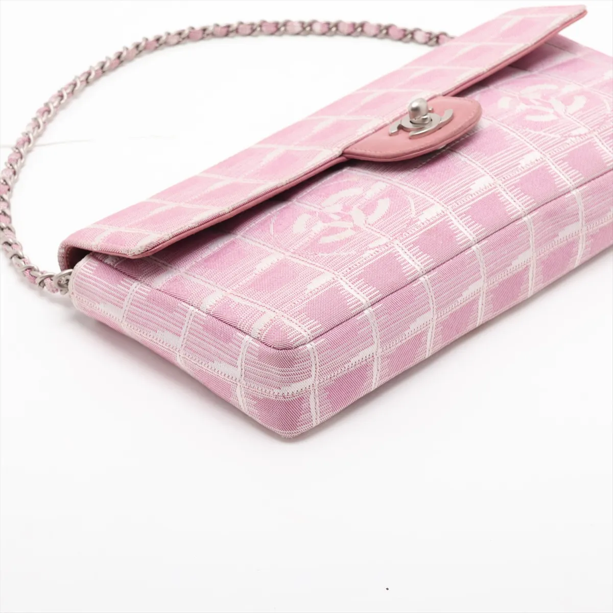 New Travel Line Nylon Chain Shoulder Bag, Pink, Silver Hardware, 6370271, Series 6 — view 4