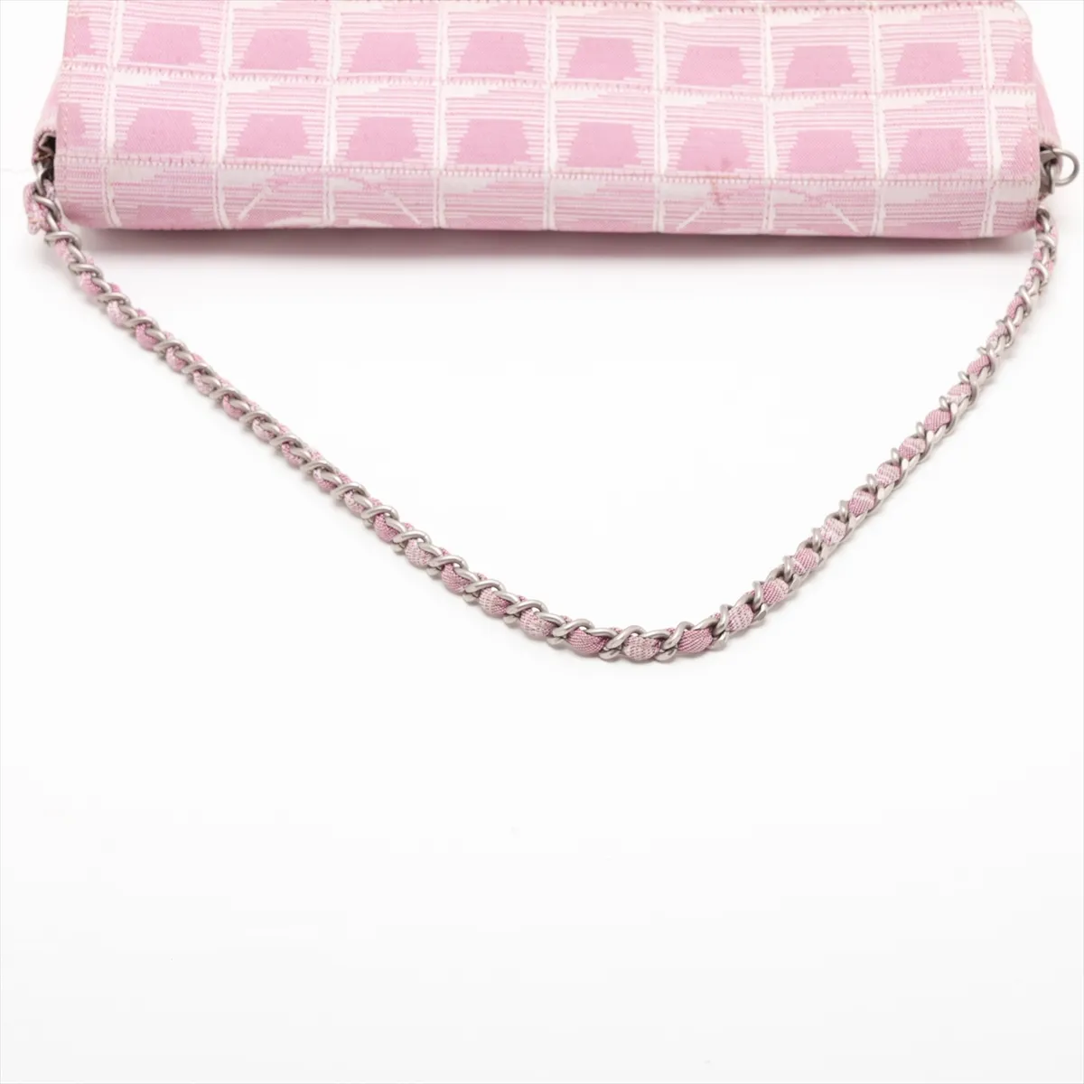 New Travel Line Nylon Chain Shoulder Bag, Pink, Silver Hardware, 6370271, Series 6 — view 5