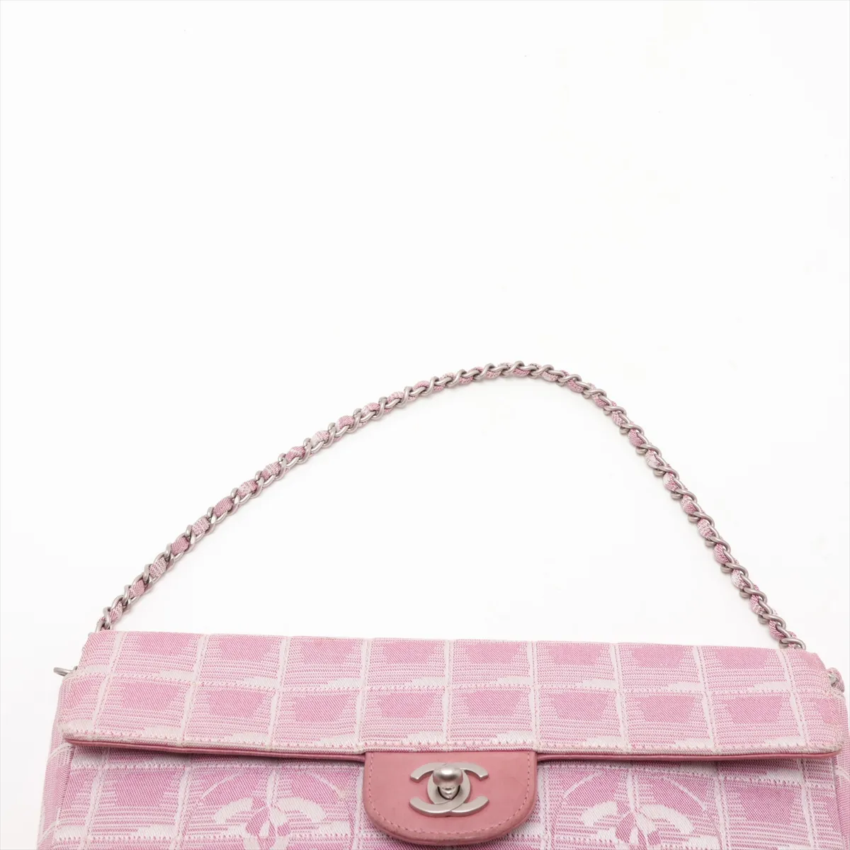 New Travel Line Nylon Chain Shoulder Bag, Pink, Silver Hardware, 6370271, Series 6 — view 6