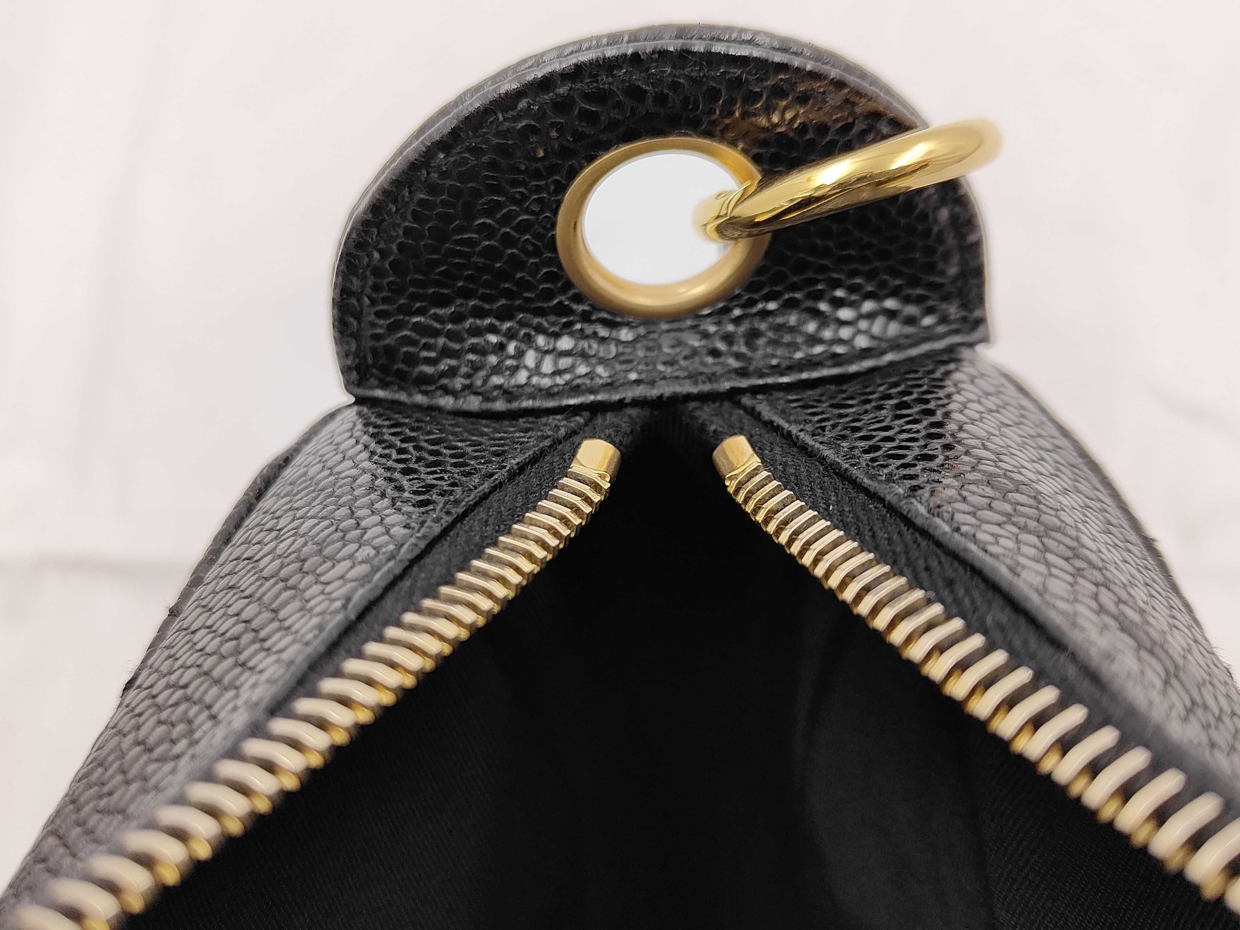 Caviar Skin Chain Shoulder Bag with Coco Mark Sticker — view 9