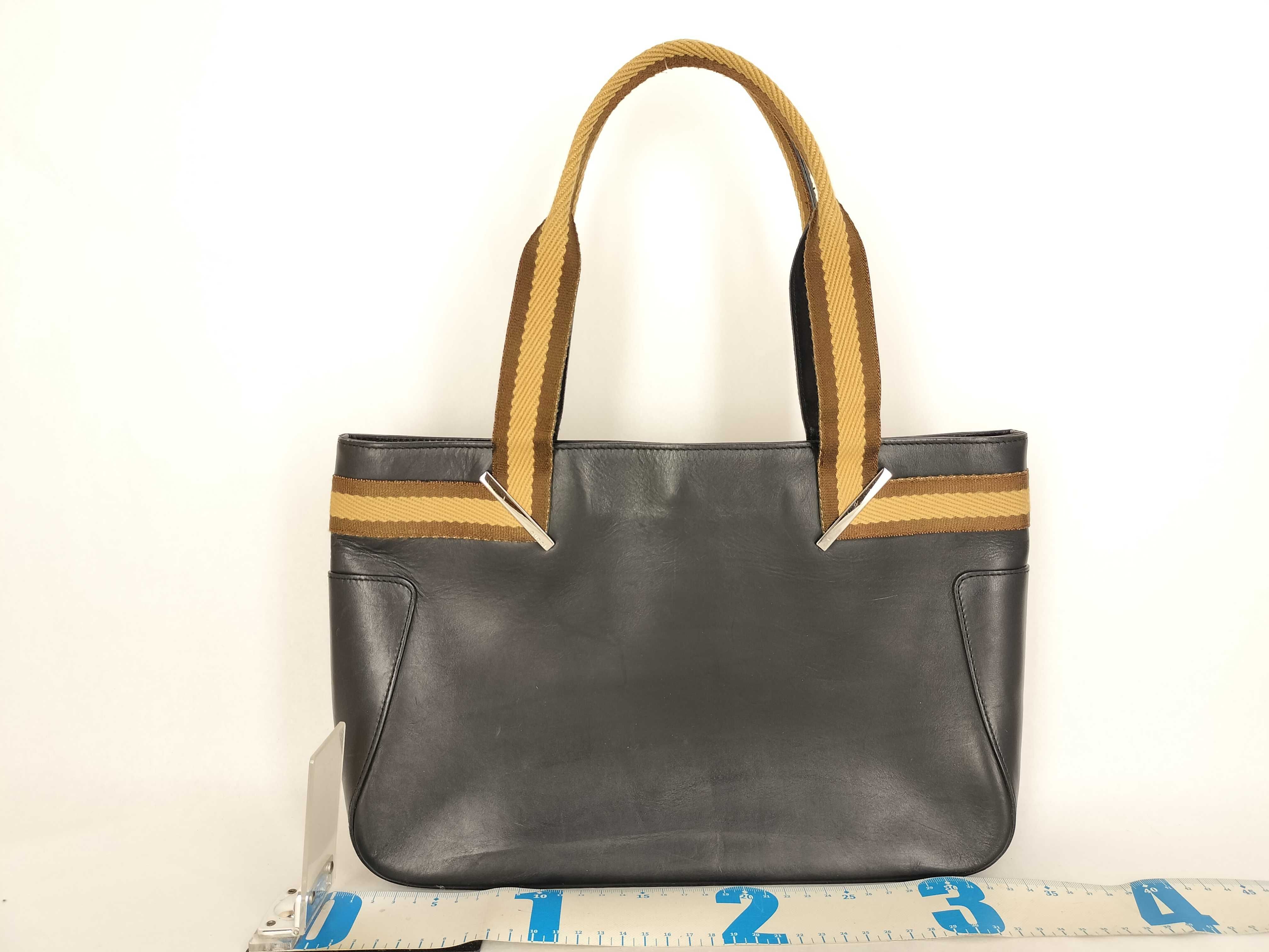 Tote Bag, Gucci Tote Bag, Handbag, Leather, Logo, Sherry Line, Black Tote Bag — view 2