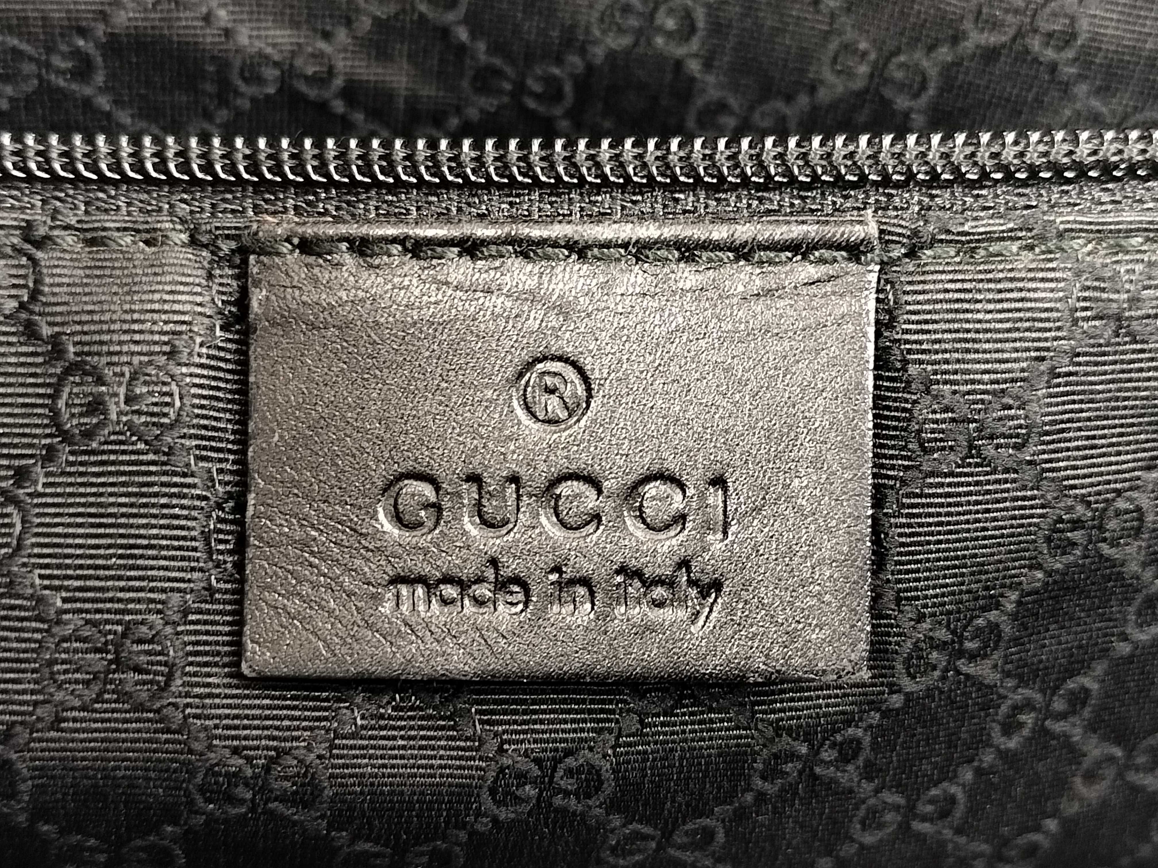 Tote Bag, Gucci Tote Bag, Handbag, Leather, Logo, Sherry Line, Black Tote Bag — view 11
