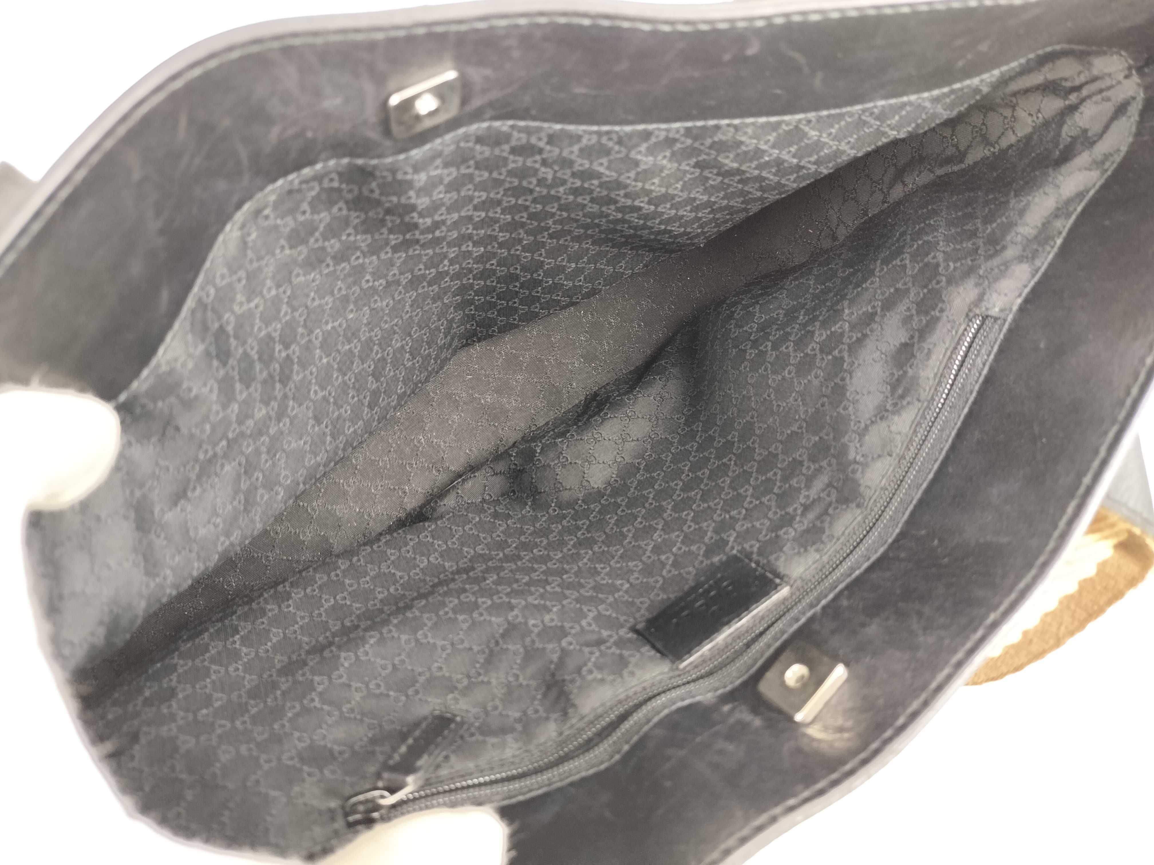 Tote Bag, Gucci Tote Bag, Handbag, Leather, Logo, Sherry Line, Black Tote Bag — view 9