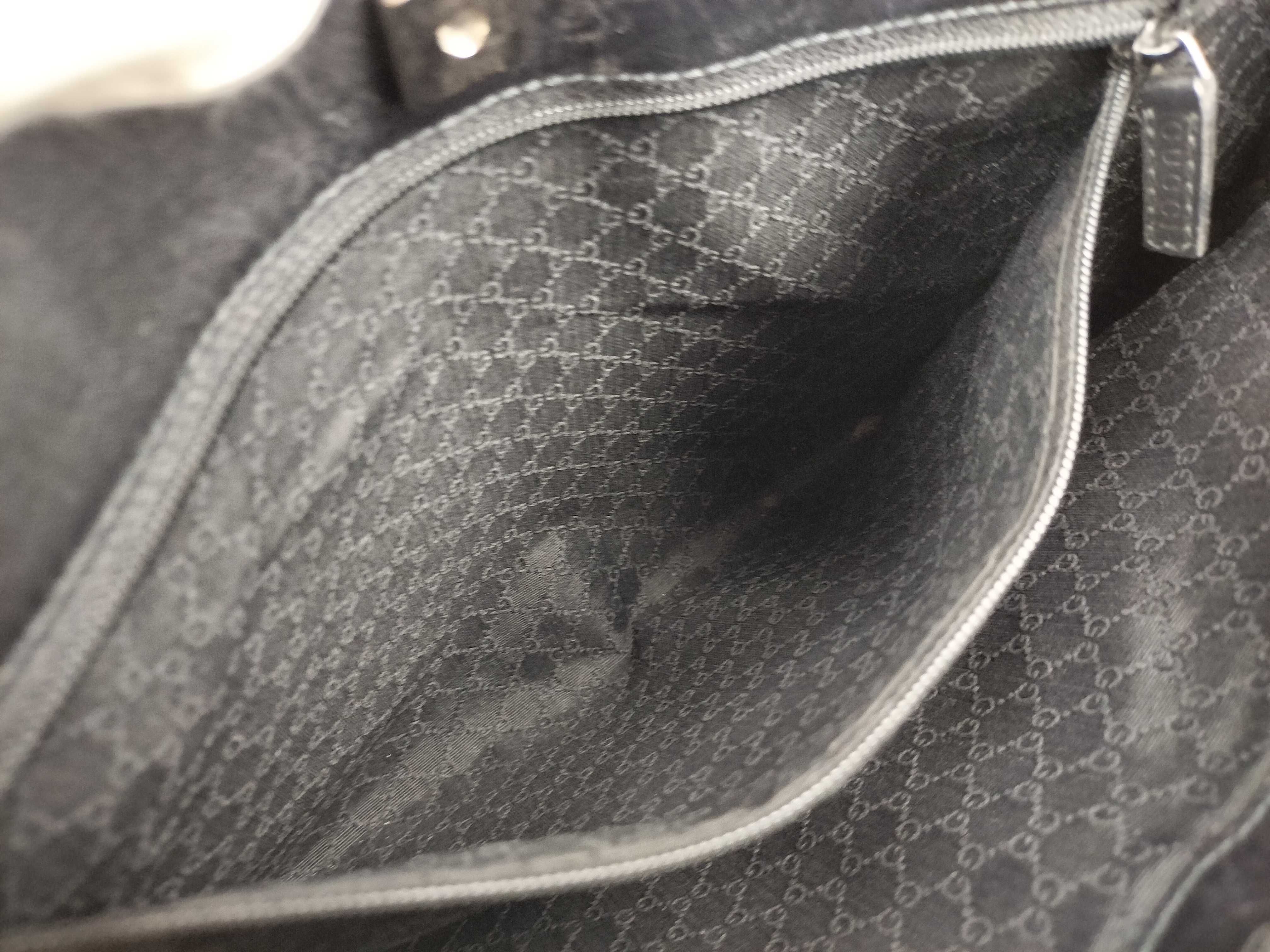 Tote Bag, Gucci Tote Bag, Handbag, Leather, Logo, Sherry Line, Black Tote Bag — view 10
