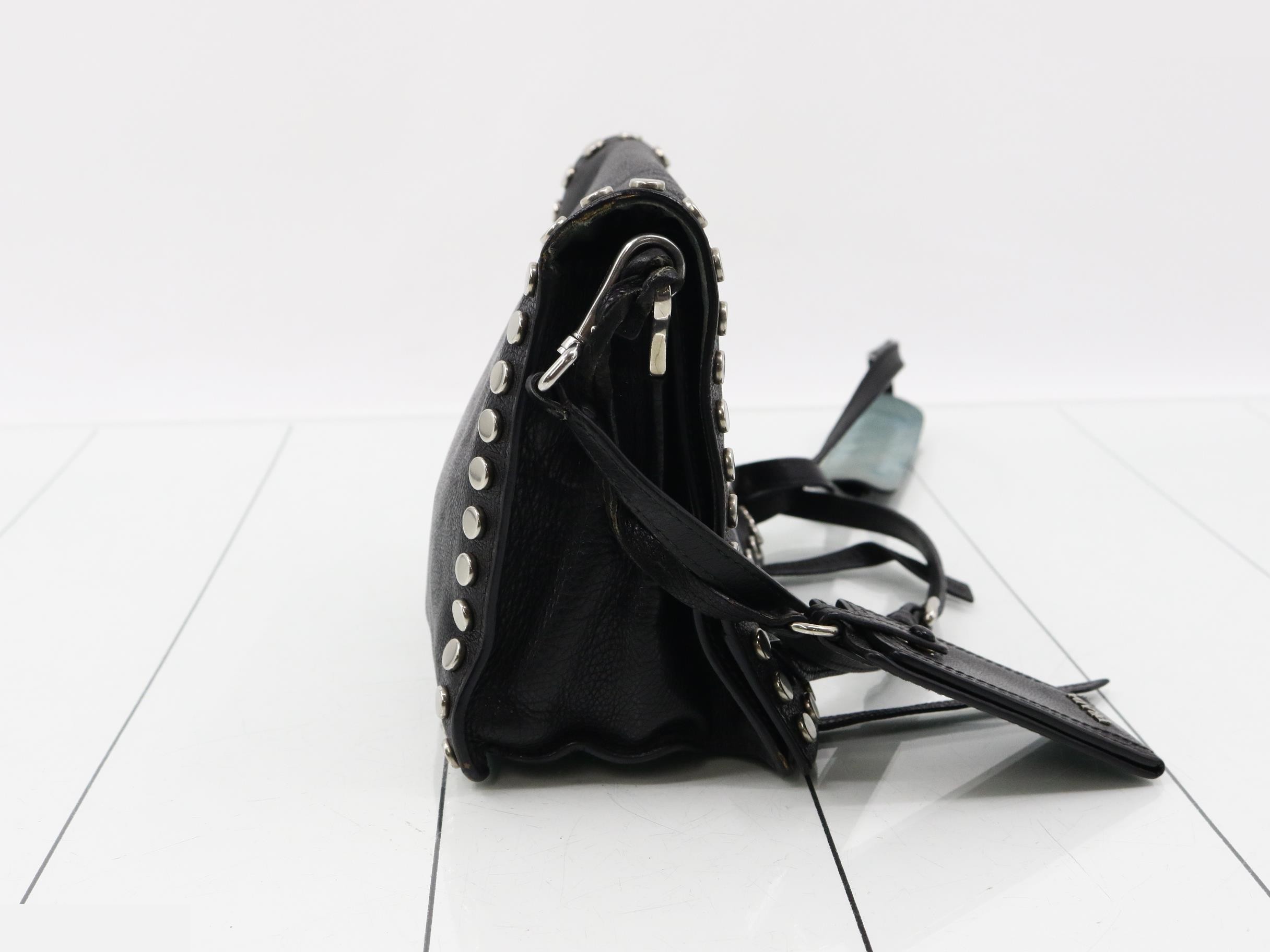 Leather studded shoulder bag — view 4