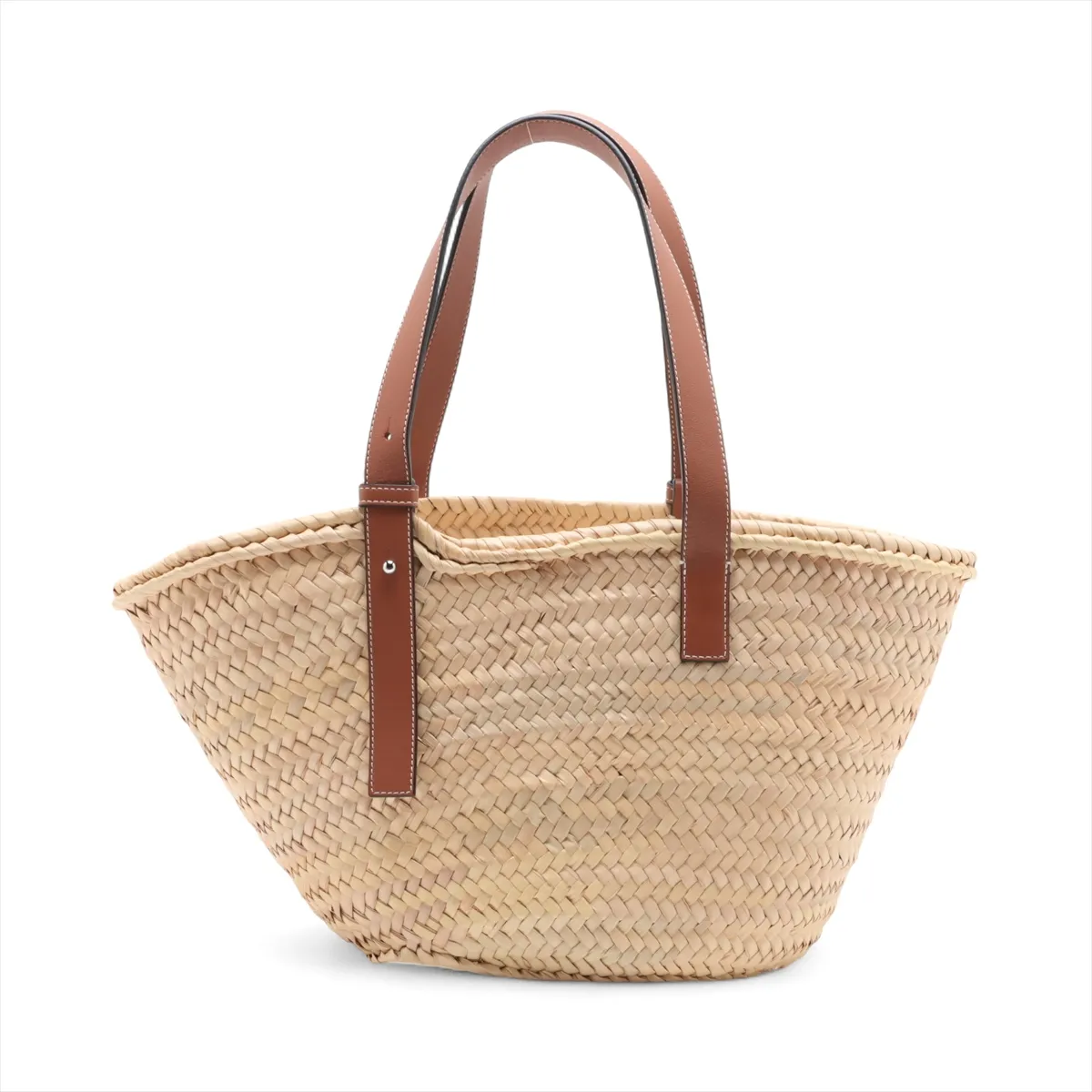 Basket Medium Raffia x Leather Basket Bag Beige x Brown — view 2
