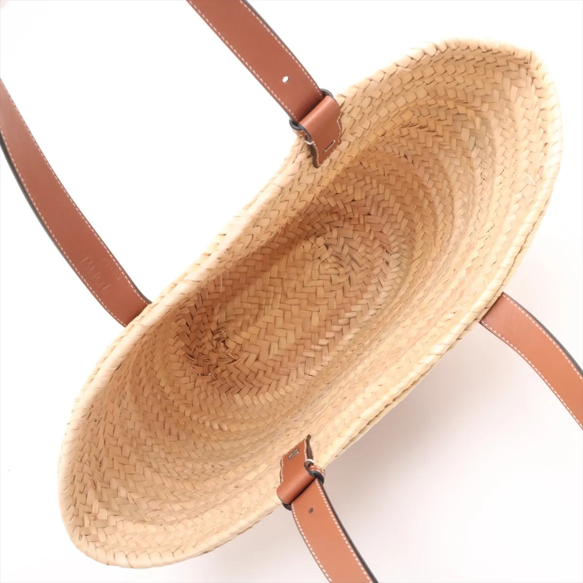 Basket Medium Raffia x Leather Basket Bag Beige x Brown — view 7