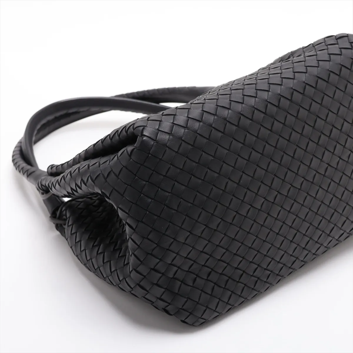 Intrecciato Leather 2-Way Handbag, Black — view 4