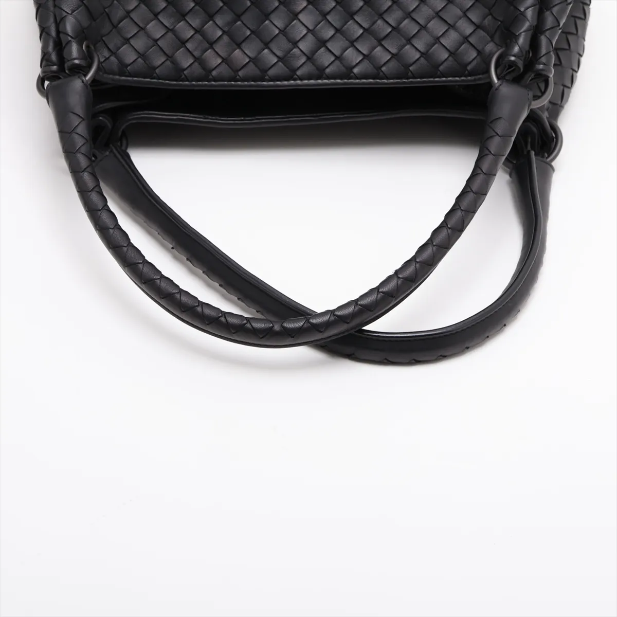 Intrecciato Leather 2-Way Handbag, Black — view 5