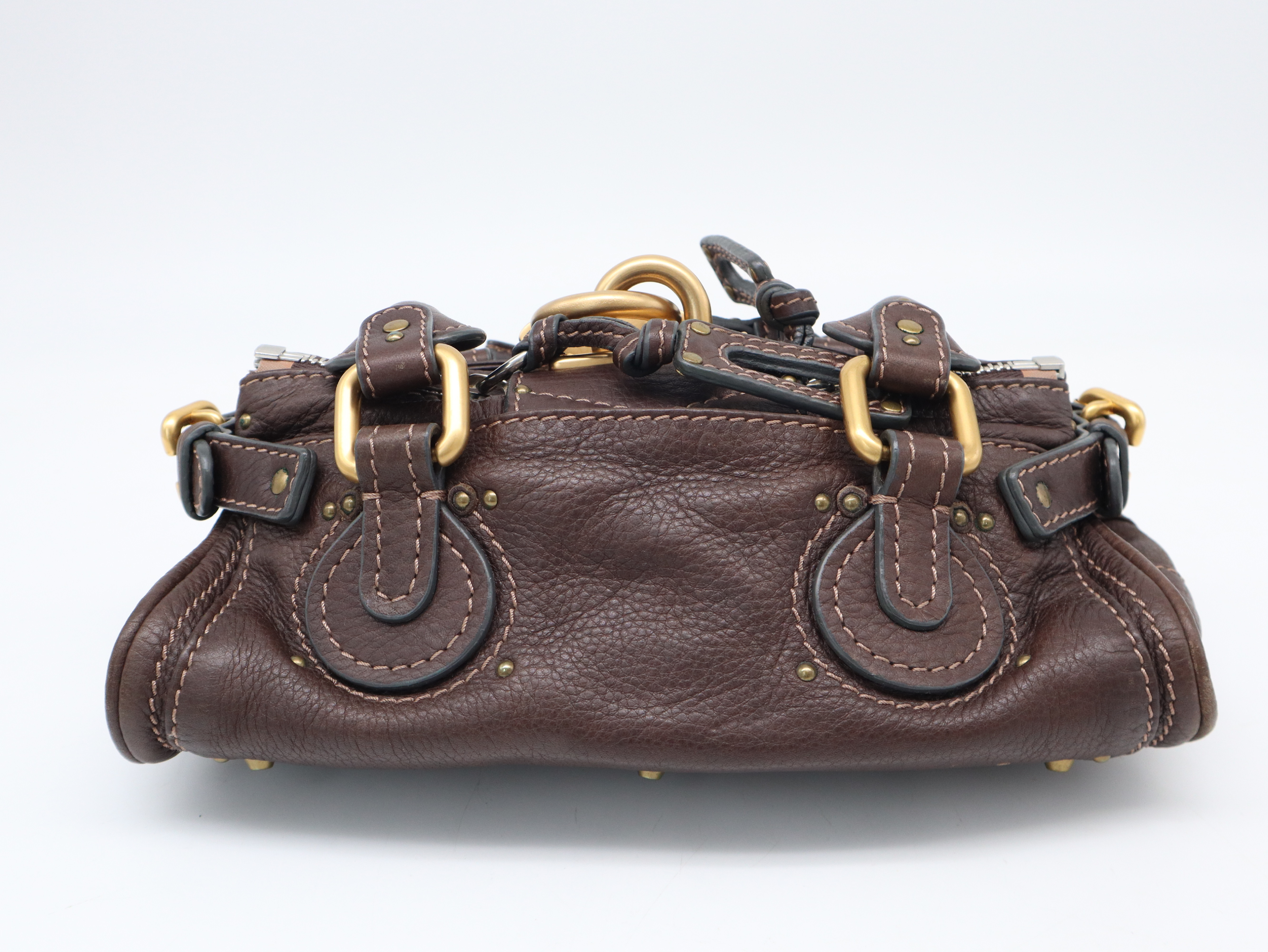 Leather Paddington Bag Mini Brown Gold Hardware with Dust Bag (Handbag) — view 2