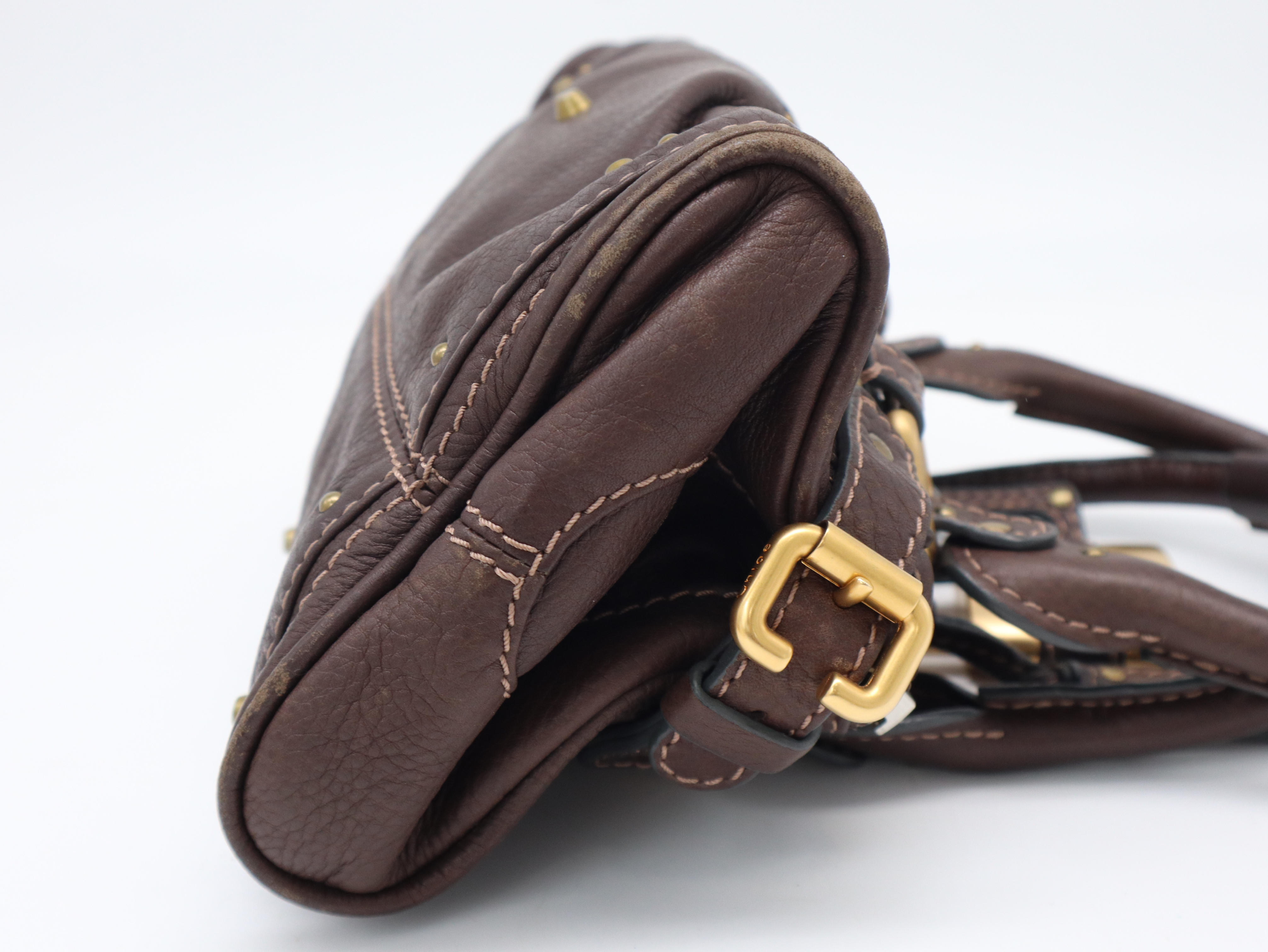 Leather Paddington Bag Mini Brown Gold Hardware with Dust Bag (Handbag) — view 4