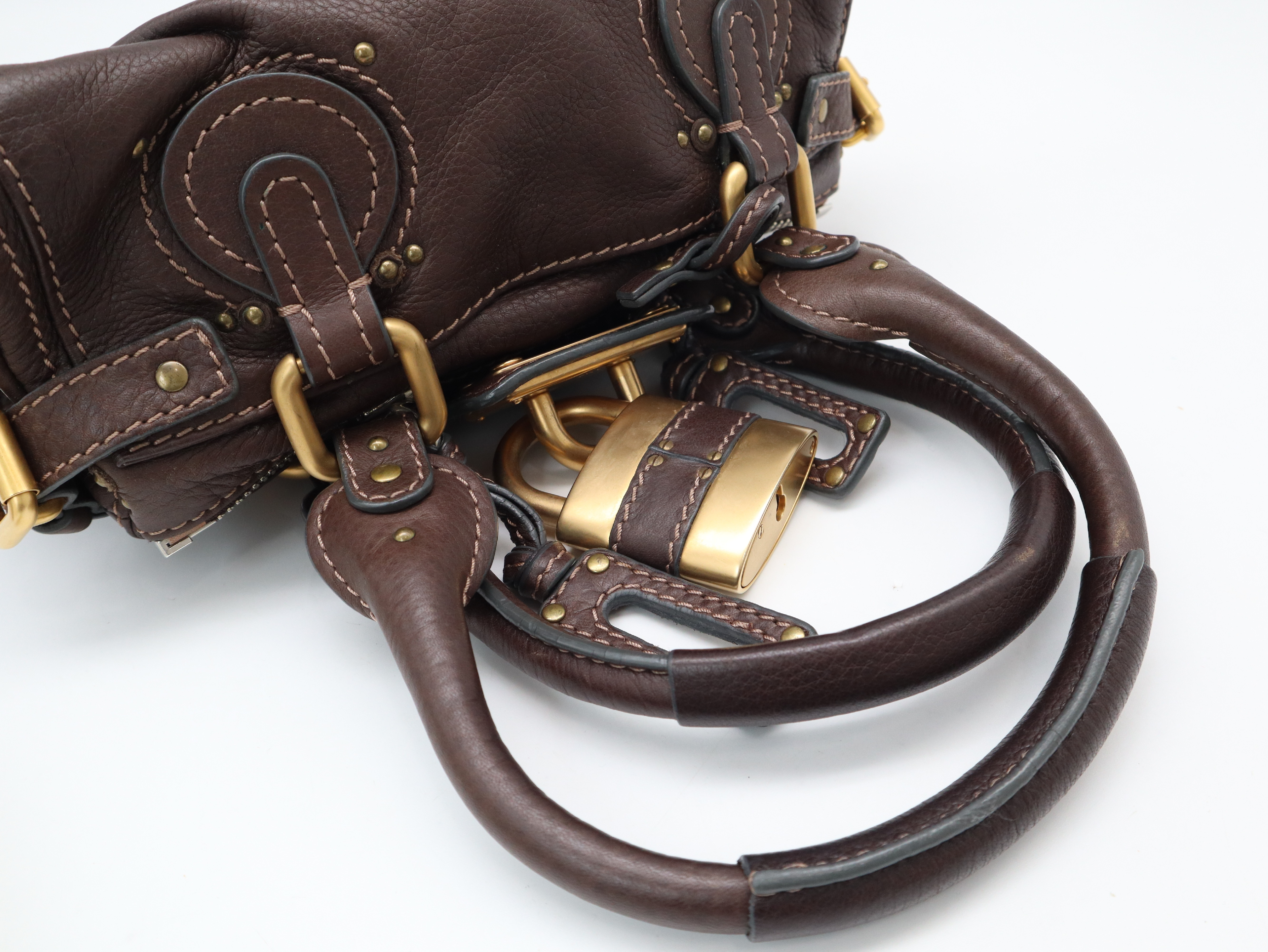 Leather Paddington Bag Mini Brown Gold Hardware with Dust Bag (Handbag) — view 6