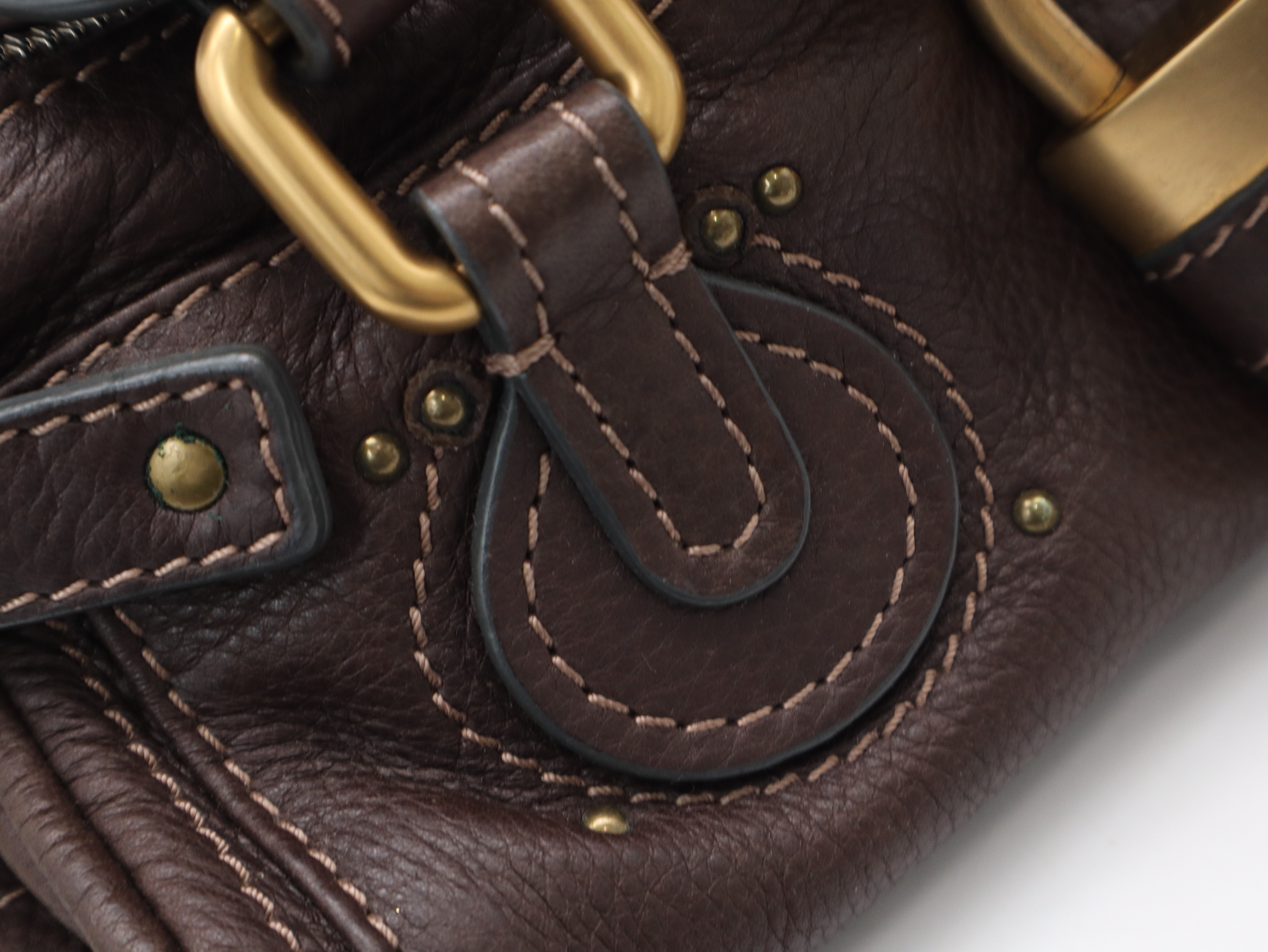 Leather Paddington Bag Mini Brown Gold Hardware with Dust Bag (Handbag) — view 7
