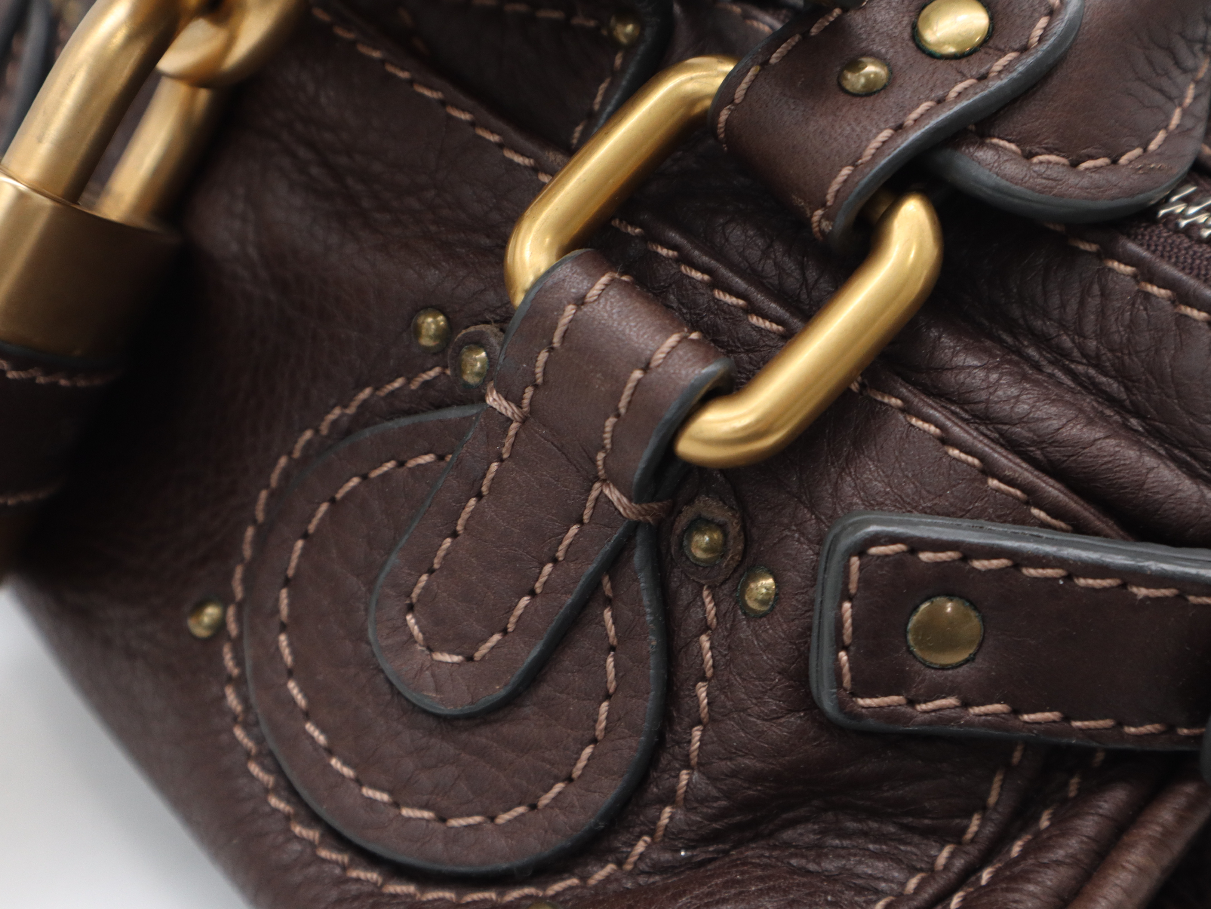 Leather Paddington Bag Mini Brown Gold Hardware with Dust Bag (Handbag) — view 8
