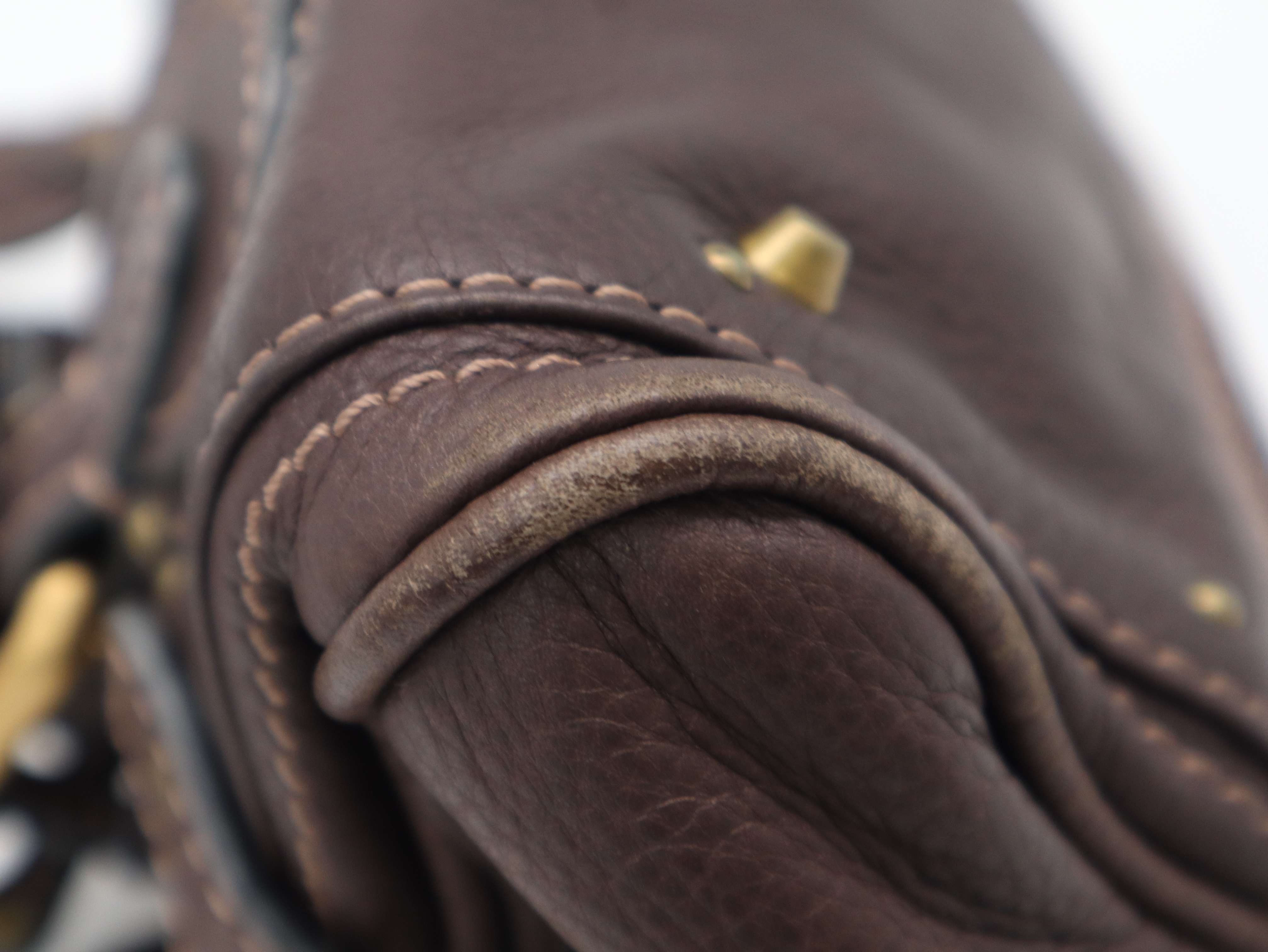 Leather Paddington Bag Mini Brown Gold Hardware with Dust Bag (Handbag) — view 9