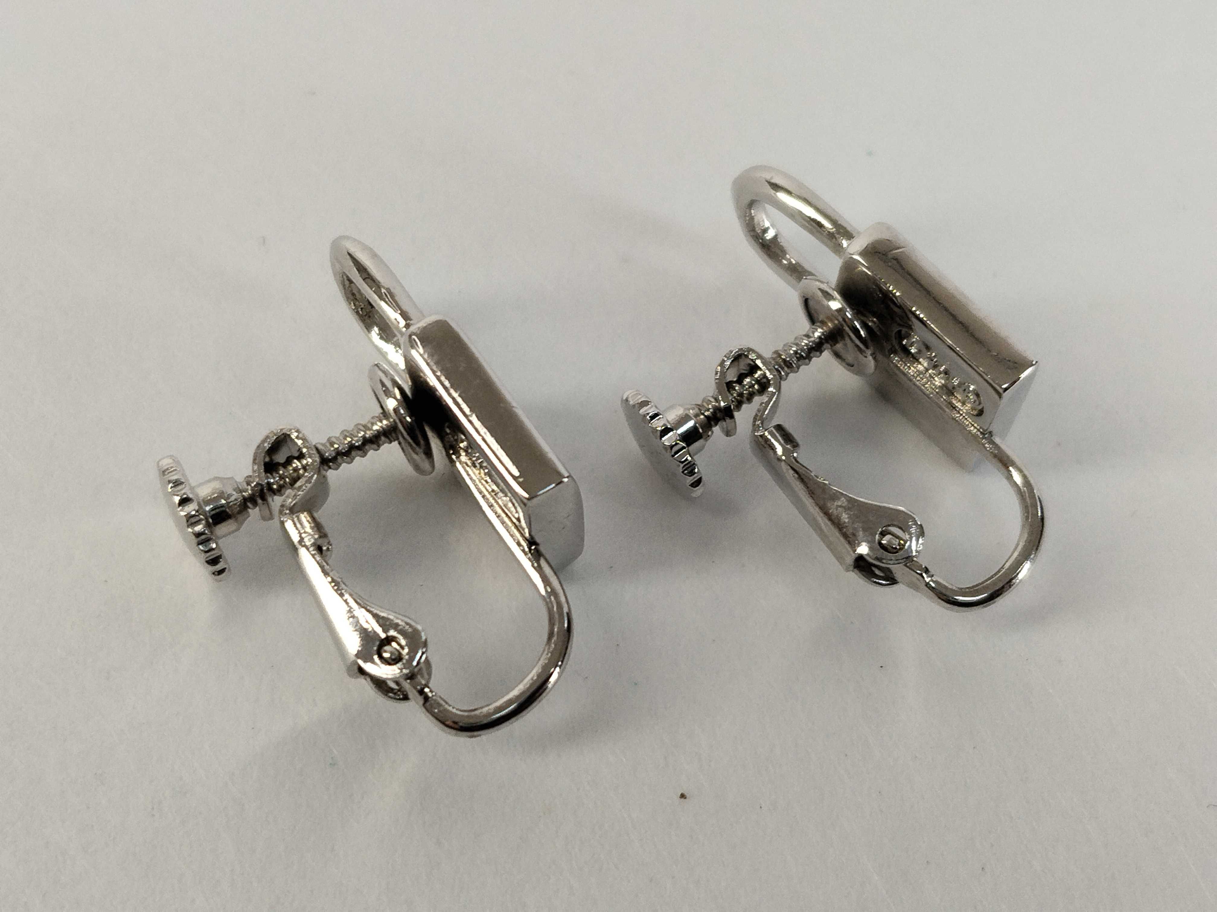logo padlock silver earrings — view 2