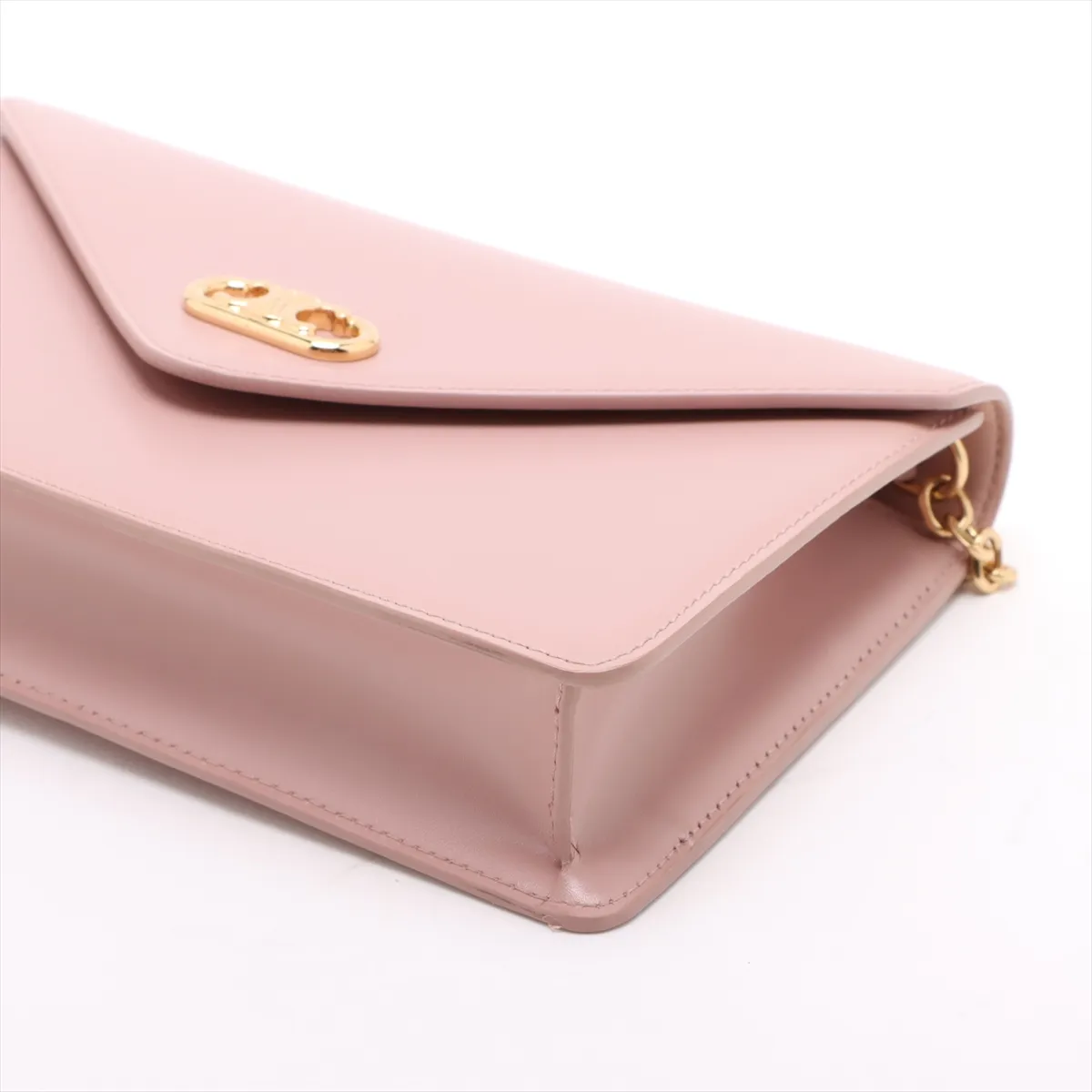 Triomphe Leather Chain Shoulder Bag Pink — view 3