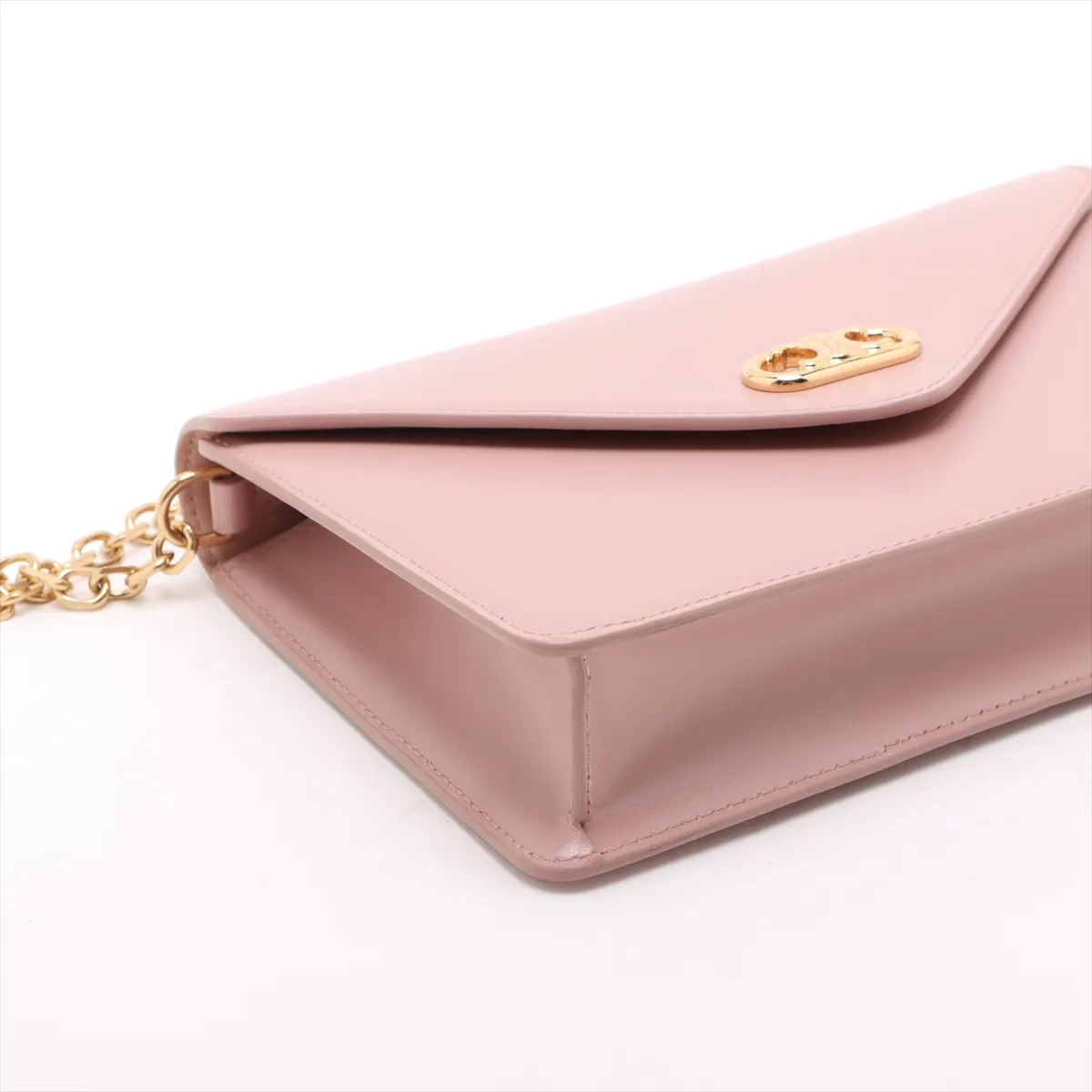 Triomphe Leather Chain Shoulder Bag Pink — view 4