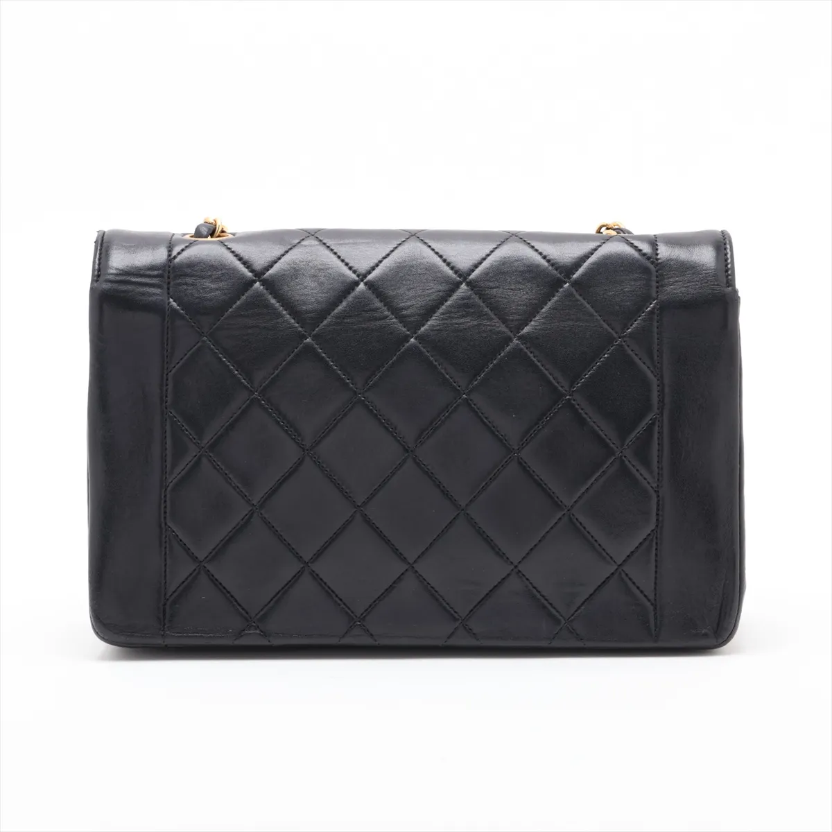 Matelassé Lambskin Chain Shoulder Bag, Diana Flap, Black with Gold Hardware, 5289296 (Serial Number 5) — view 2