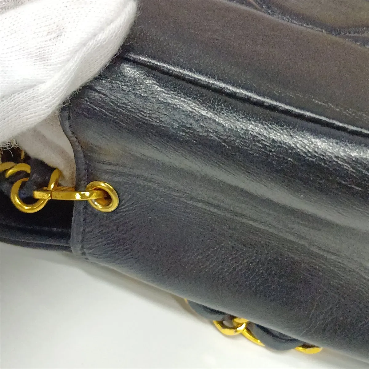 Matelassé Lambskin Chain Shoulder Bag, Diana Flap, Black with Gold Hardware, 5289296 (Serial Number 5) — view 11