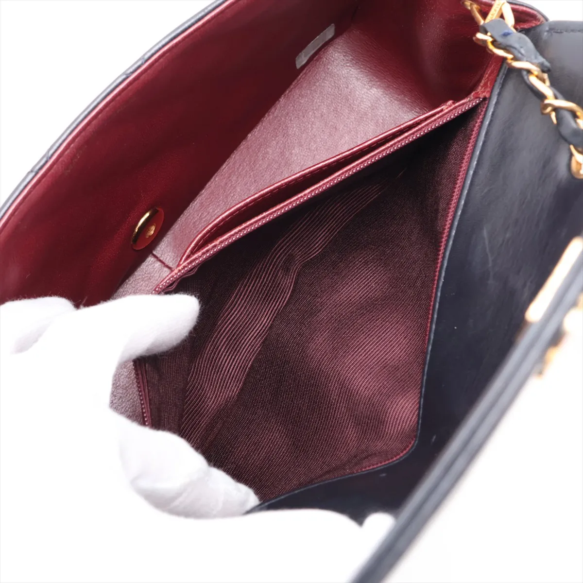 Matelassé Lambskin Chain Shoulder Bag, Diana Flap, Black with Gold Hardware, 5289296 (Serial Number 5) — view 7