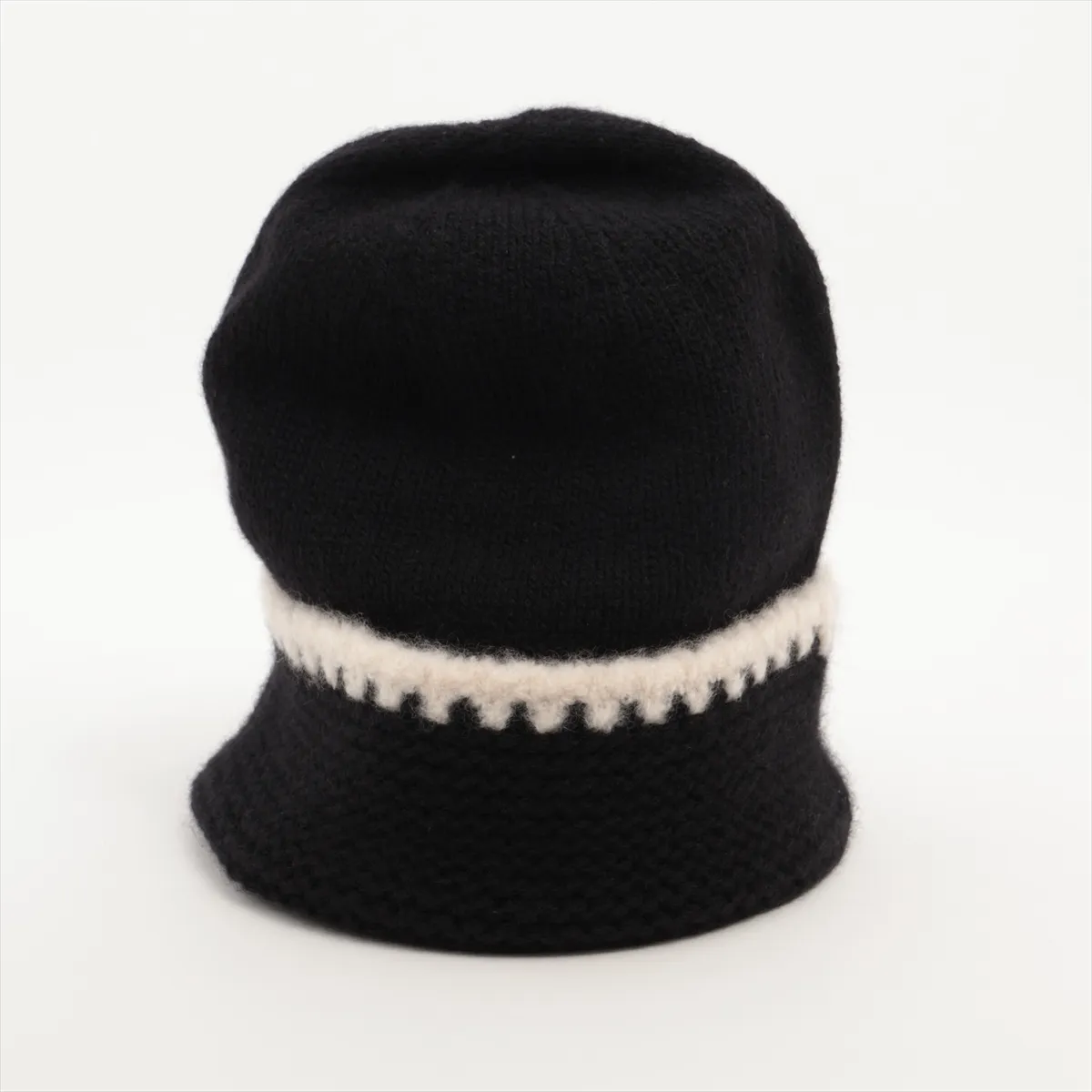 Coco Mark Knit Cap, Cashmere x Silk, Black x White, Slight wear and — view 3