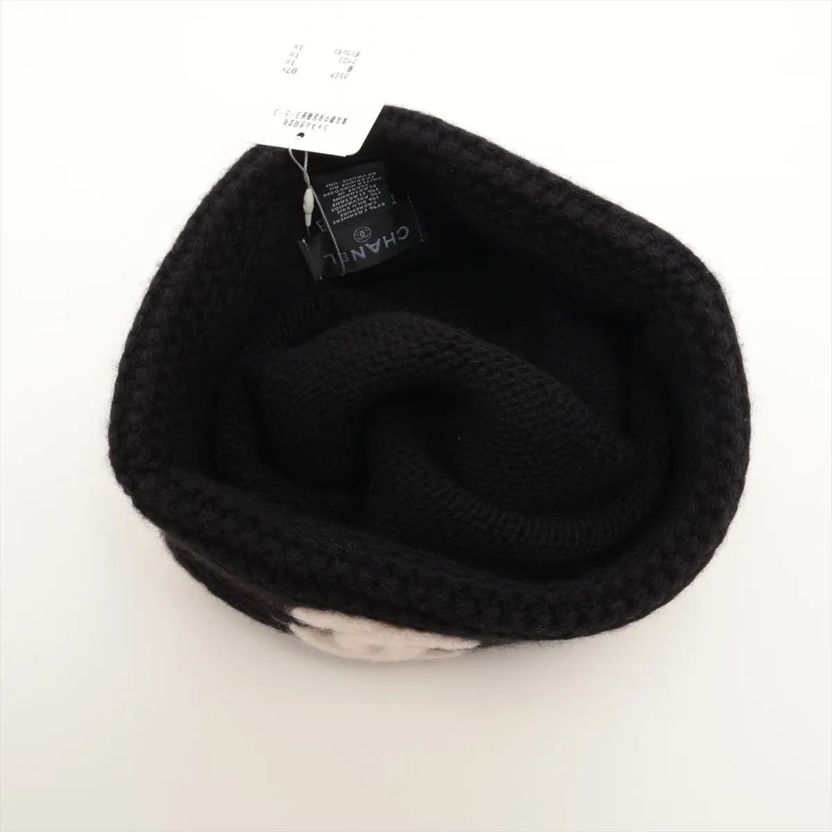 Coco Mark Knit Cap, Cashmere x Silk, Black x White, Slight wear and — view 4