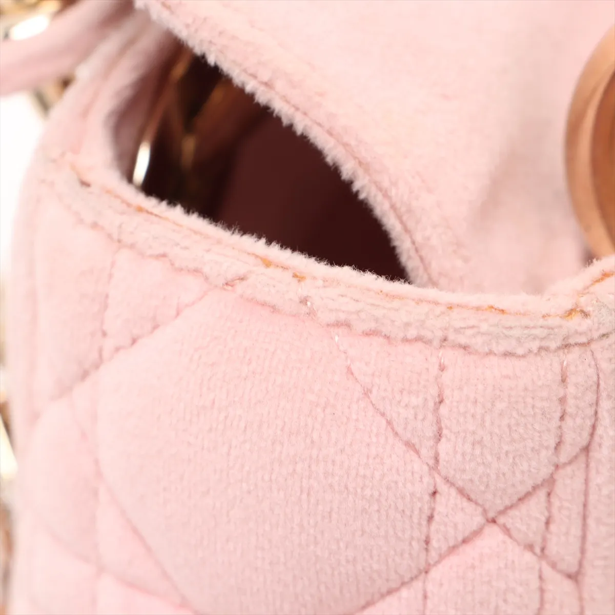 Cannage Lady Dior Mini Velor 2WAY Handbag Pink — view 12
