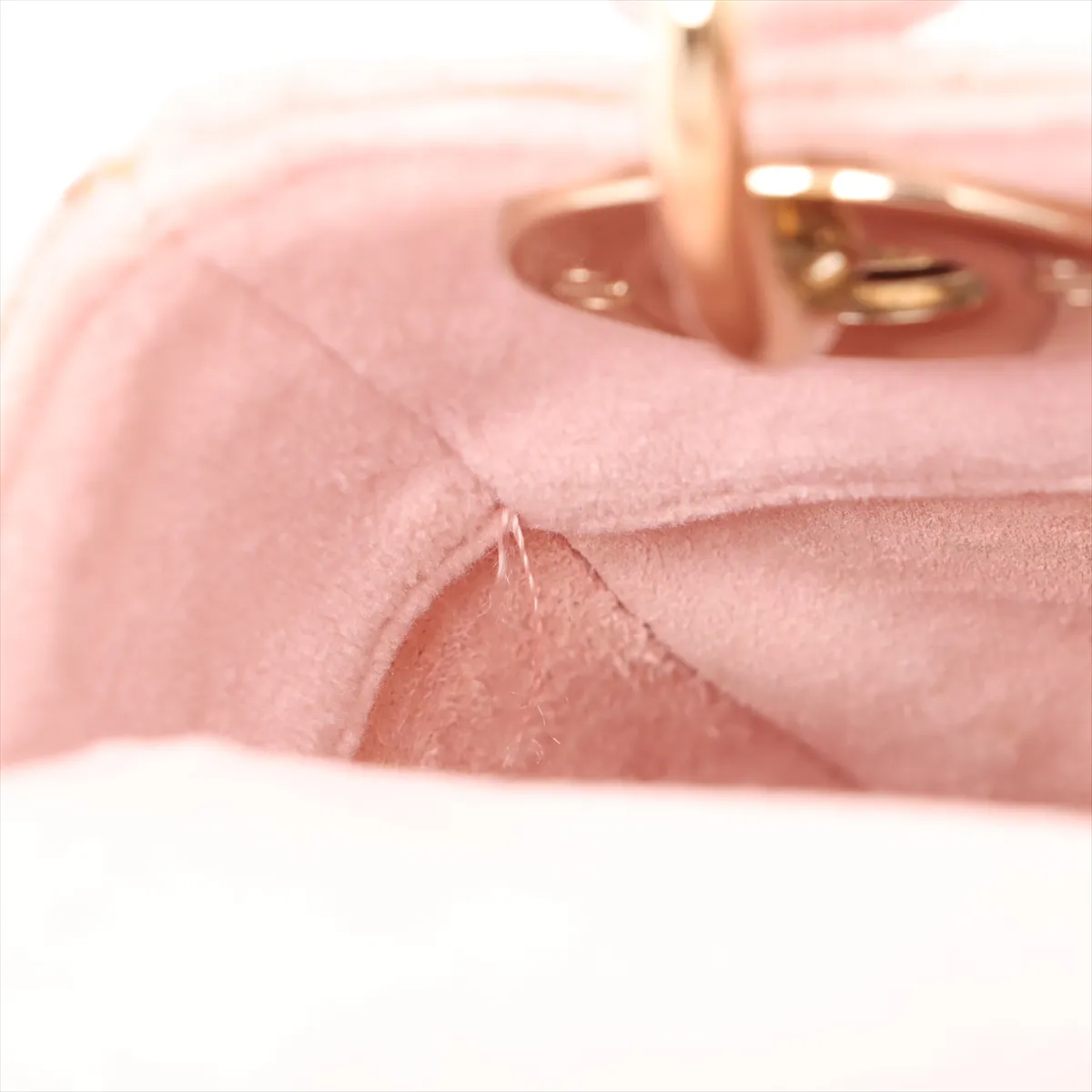 Cannage Lady Dior Mini Velor 2WAY Handbag Pink — view 14