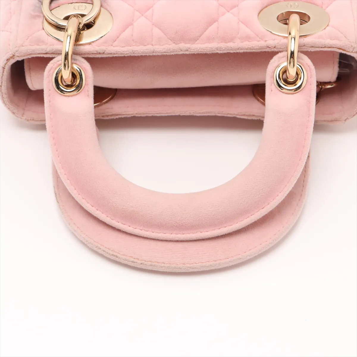 Cannage Lady Dior Mini Velor 2WAY Handbag Pink — view 5