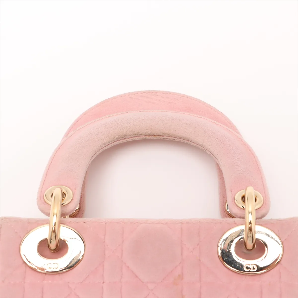 Cannage Lady Dior Mini Velor 2WAY Handbag Pink — view 6