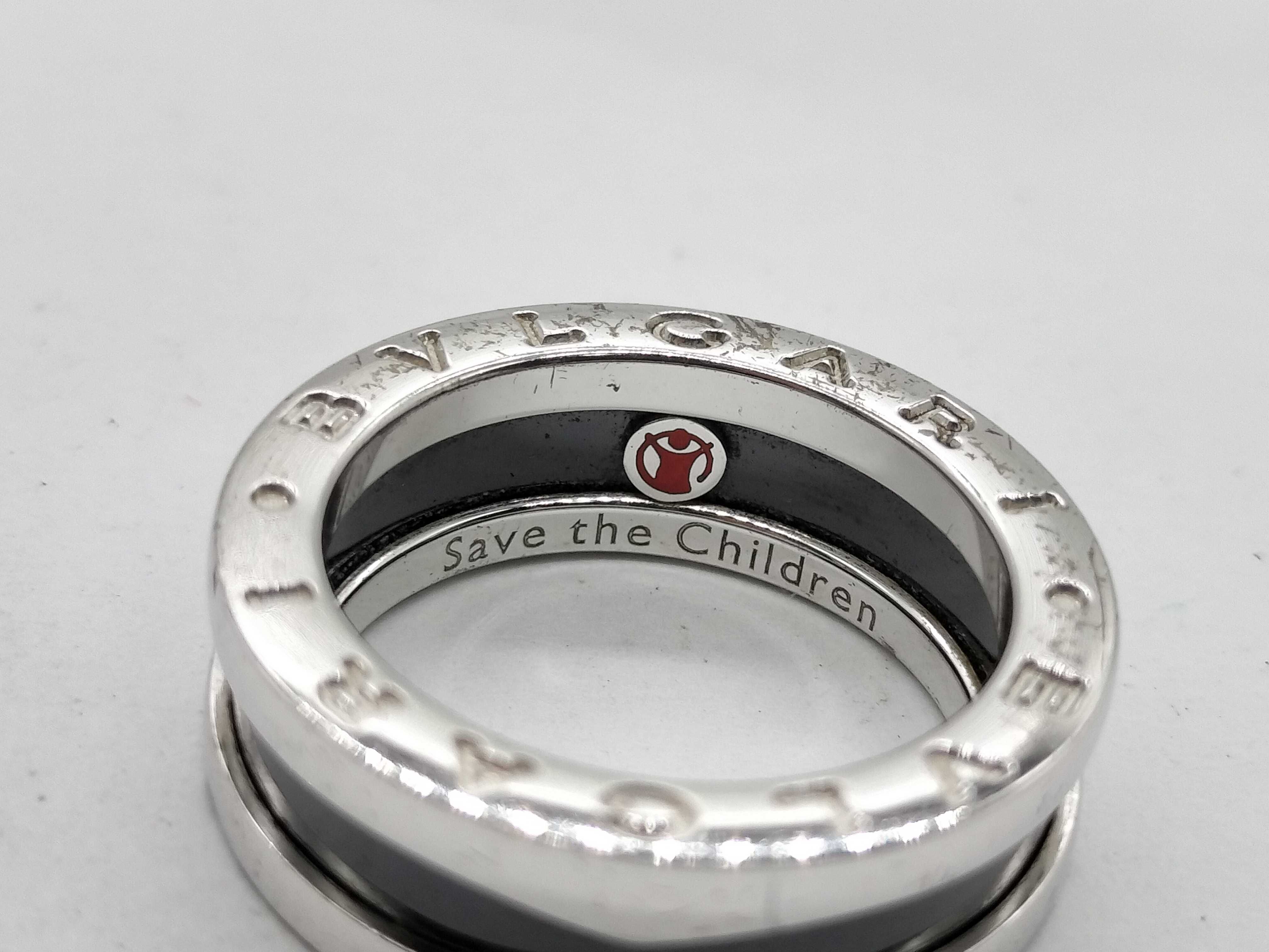 B.zero1 925/Black Ceramic 6.4g Save the Children Ring — view 5