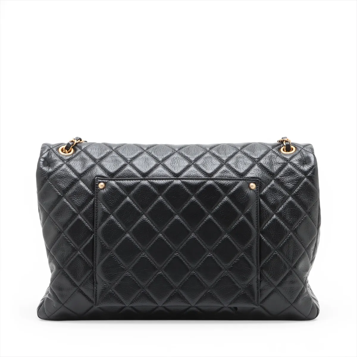 [Individually packaged] Chanel Matelassé Caviar Skin Single Flap Double Chain Bag, Black with Gold Hardware, P5PT6H51, Random Plate — view 2