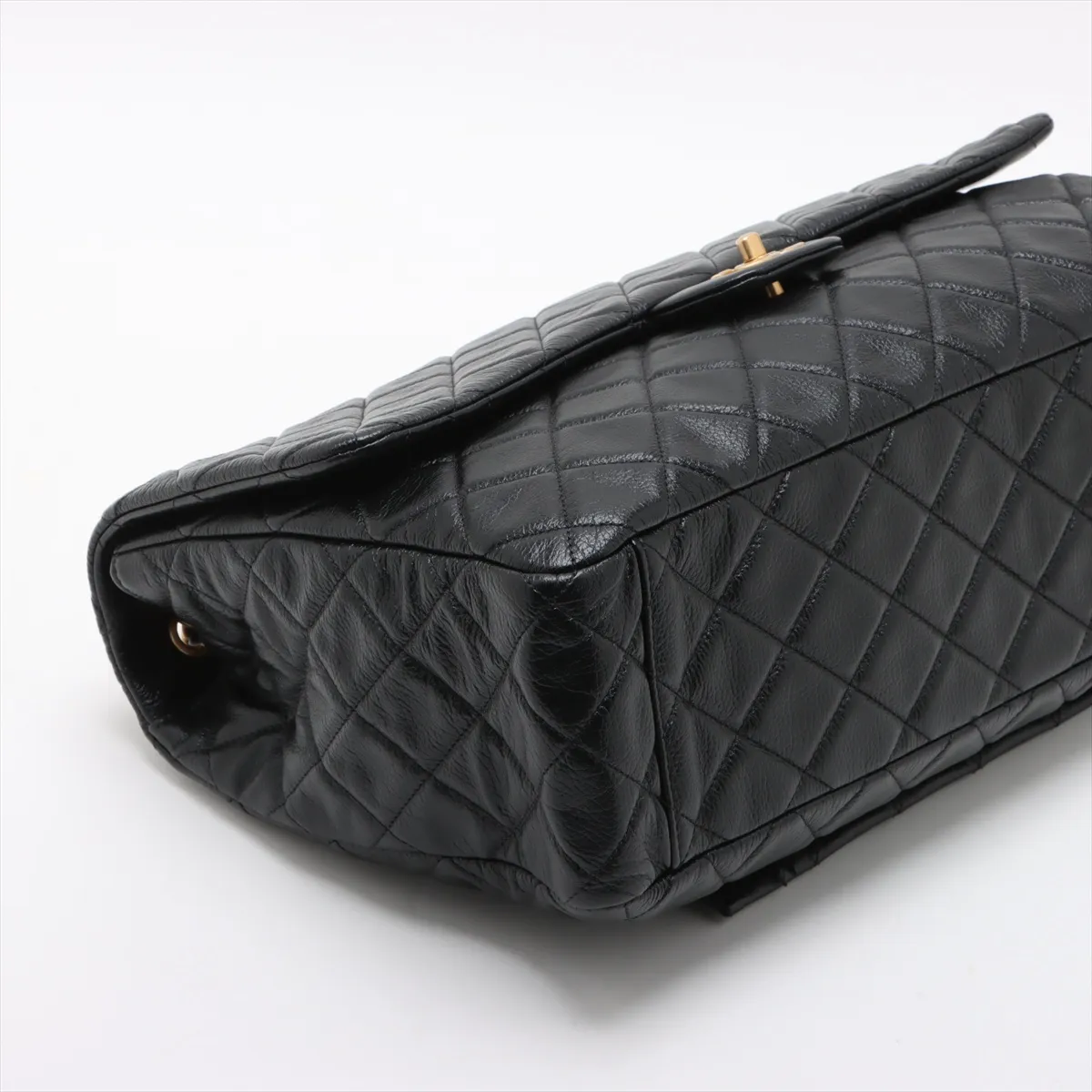 [Individually packaged] Chanel Matelassé Caviar Skin Single Flap Double Chain Bag, Black with Gold Hardware, P5PT6H51, Random Plate — view 4