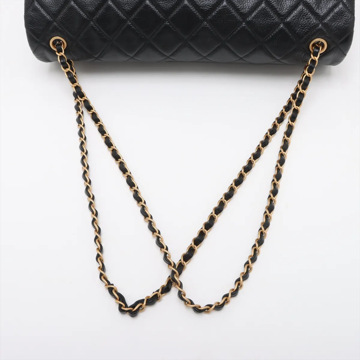 [Individually packaged] Chanel Matelassé Caviar Skin Single Flap Double Chain Bag, Black with Gold Hardware, P5PT6H51, Random Plate — view 5