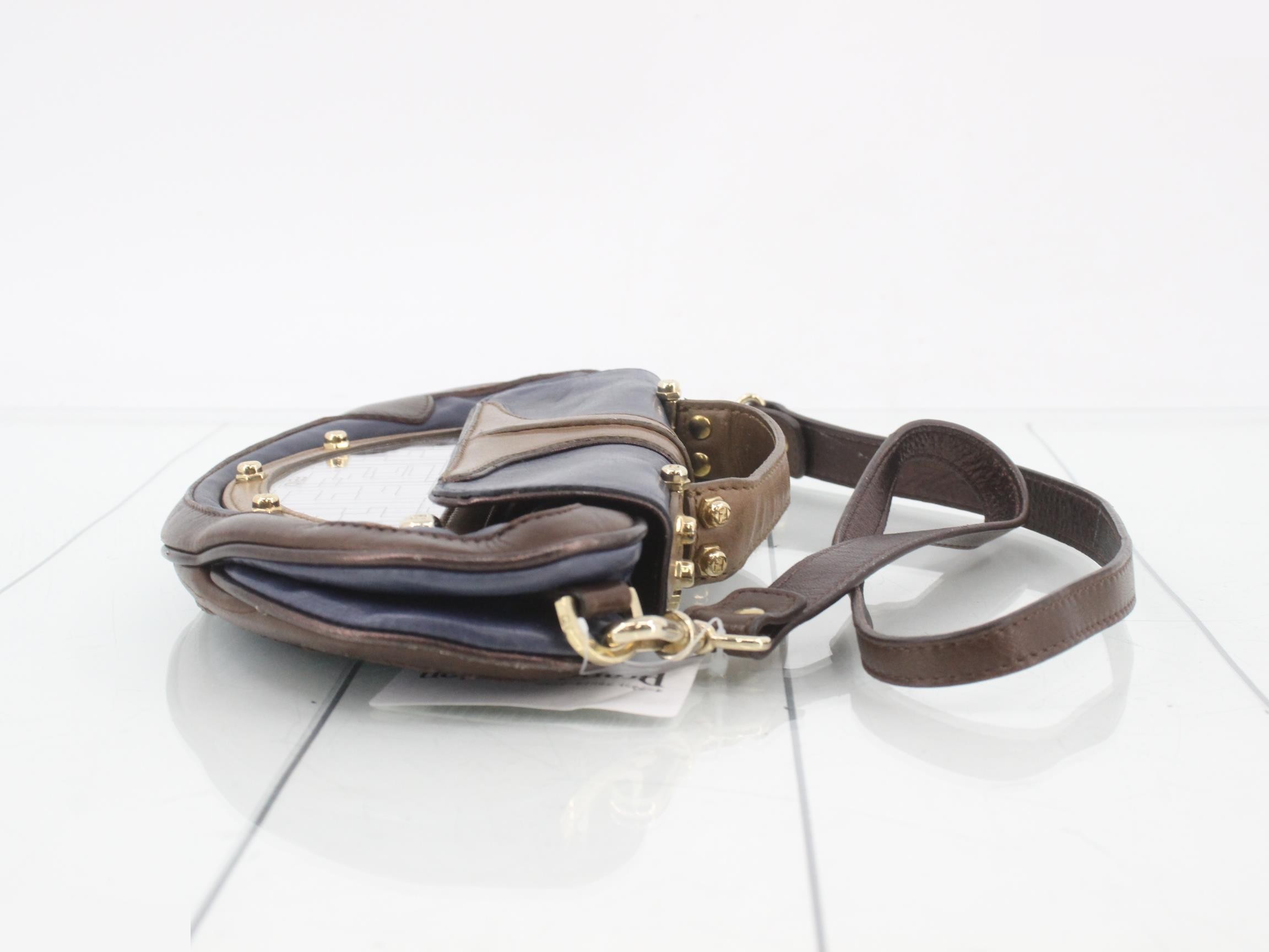 Zucca 2WAY bag blue brown leather mirror — view 3