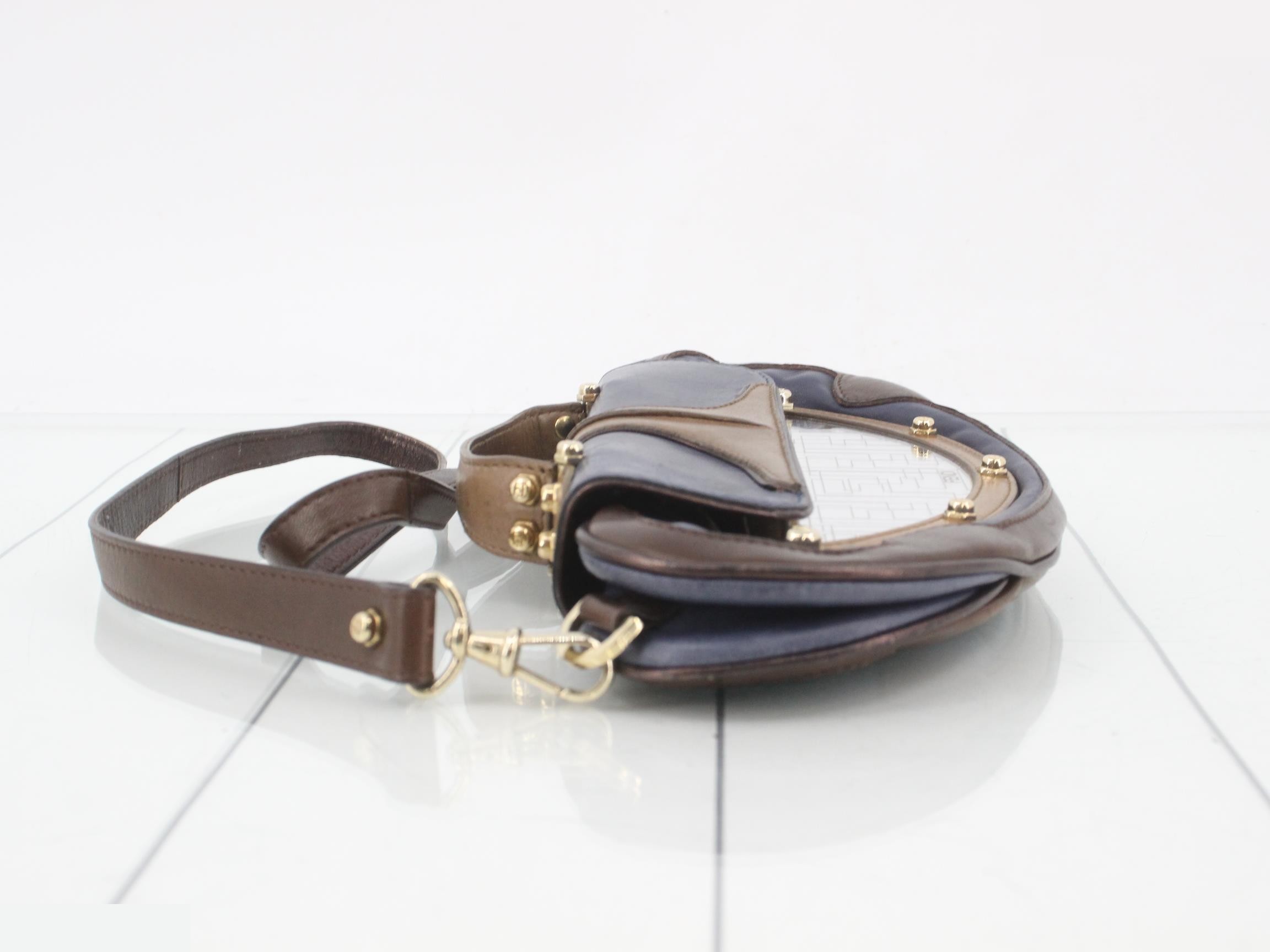Zucca 2WAY bag blue brown leather mirror — view 4