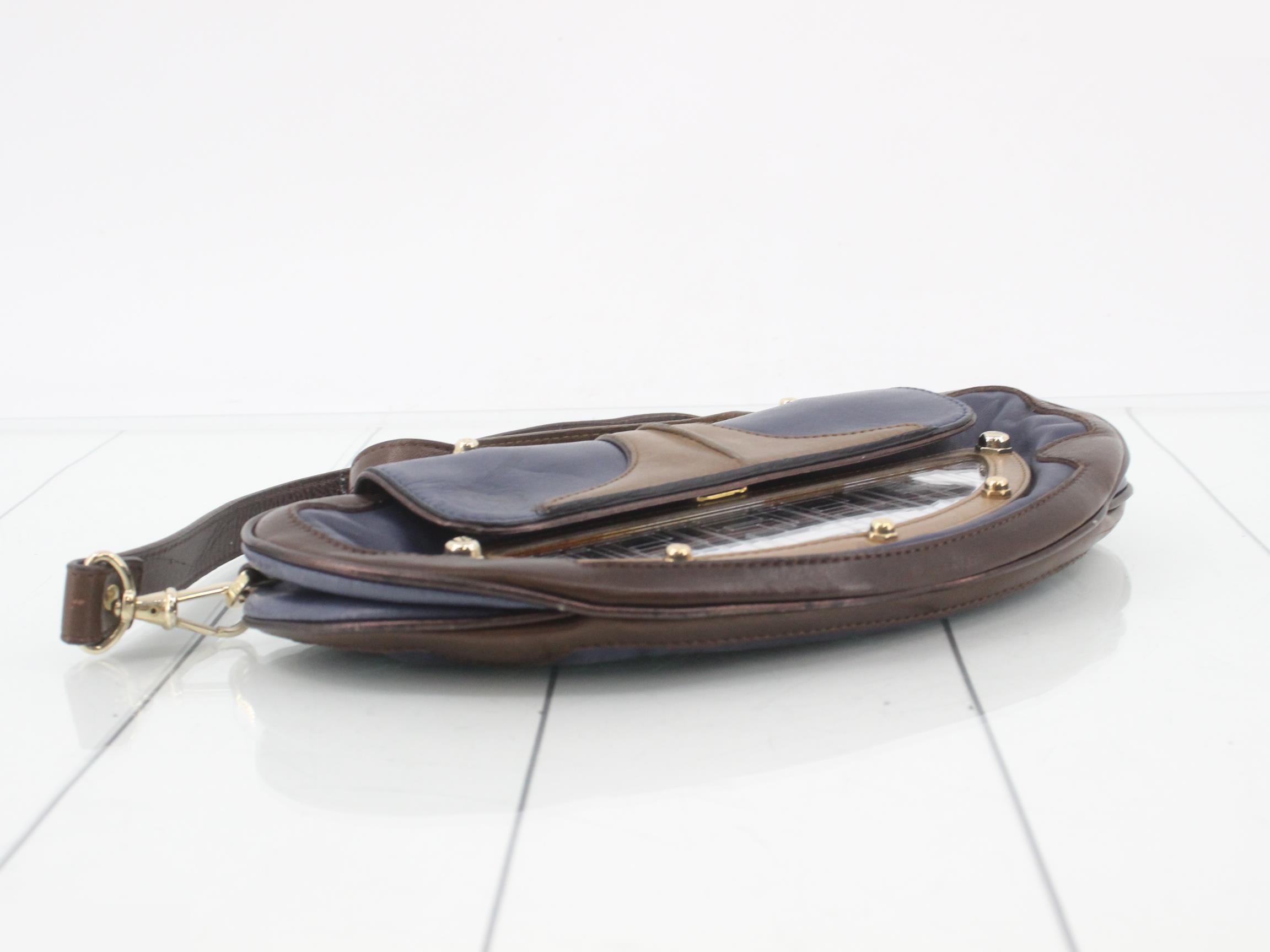 Zucca 2WAY bag blue brown leather mirror — view 5