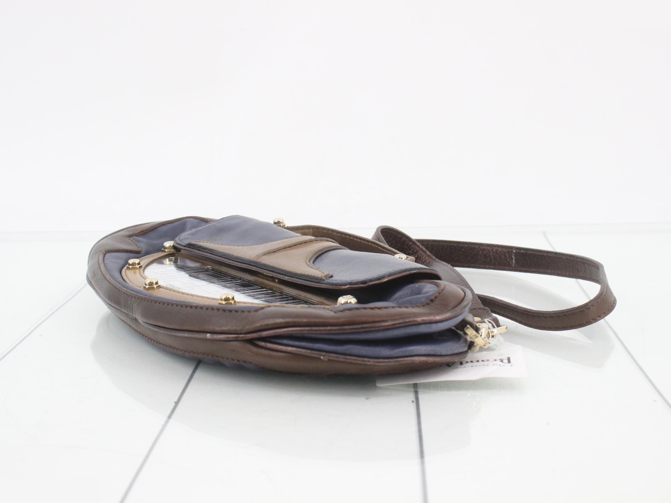 Zucca 2WAY bag blue brown leather mirror — view 6
