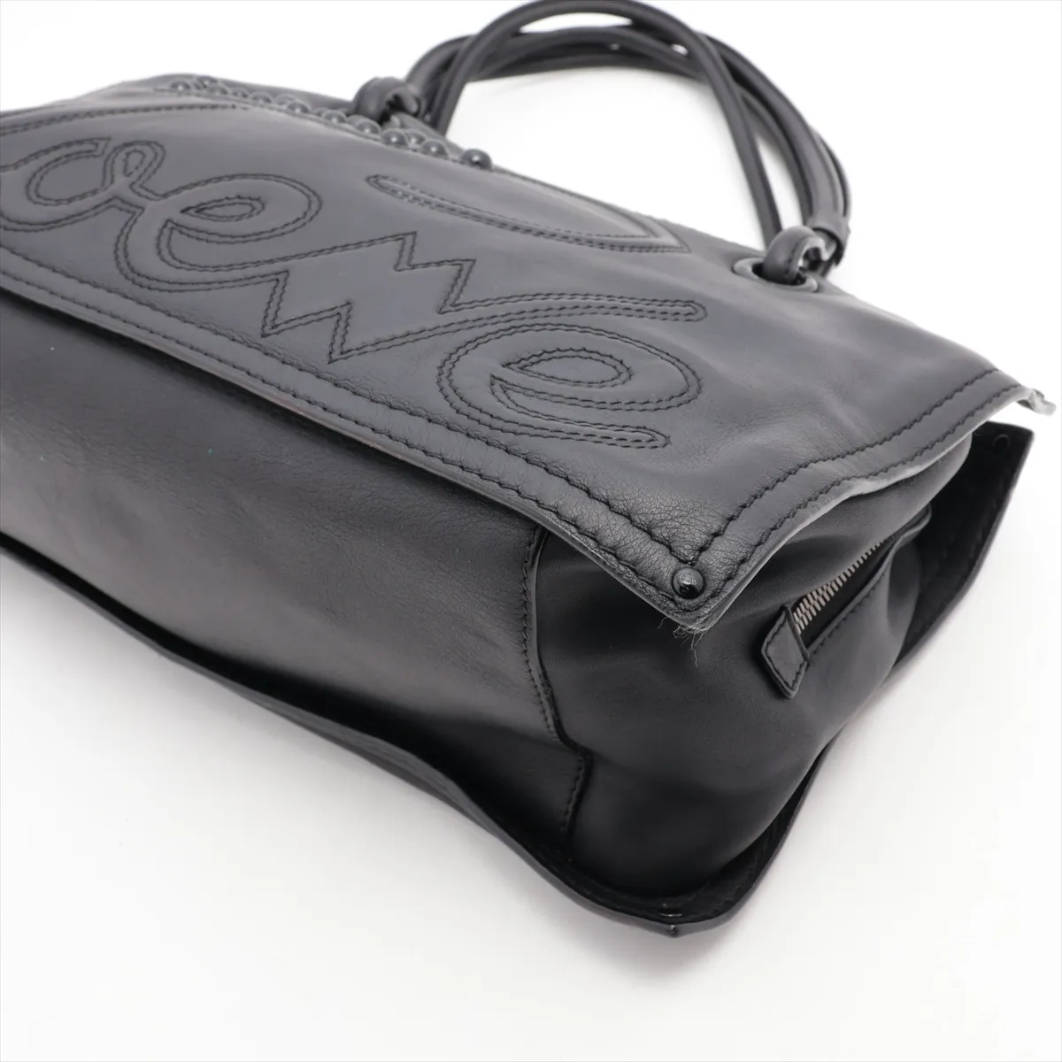 leather tote bag black — view 3