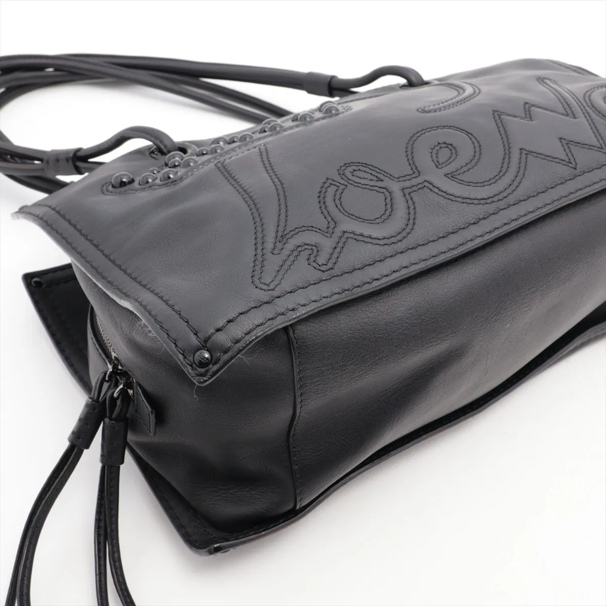 leather tote bag black — view 4