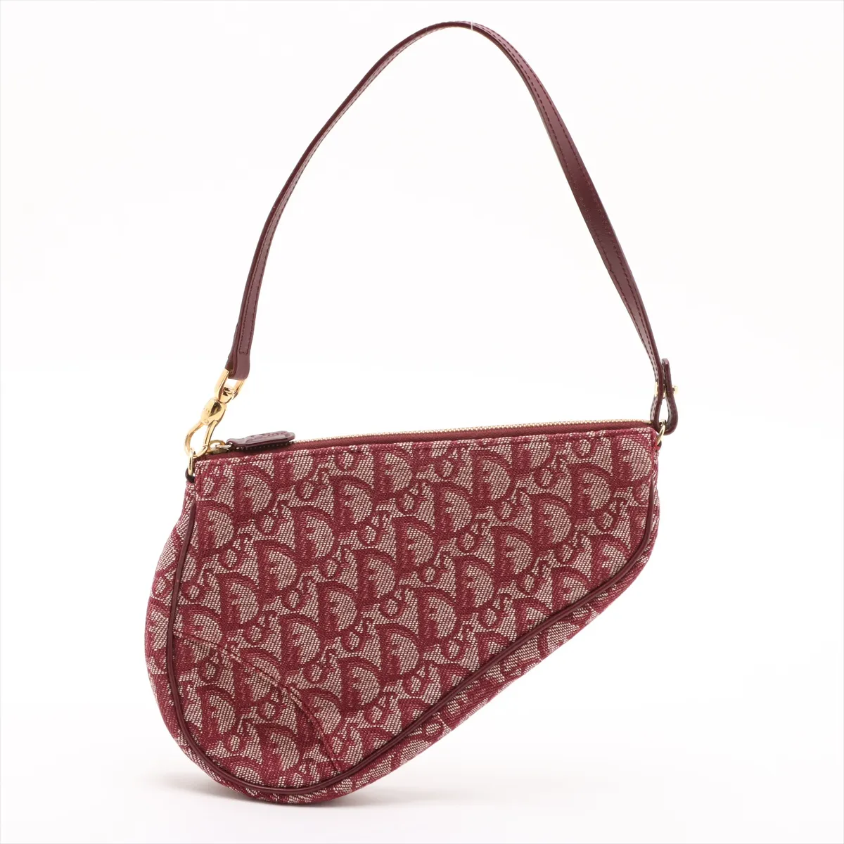 Trotter Saddle Canvas x Leather Handbag Red