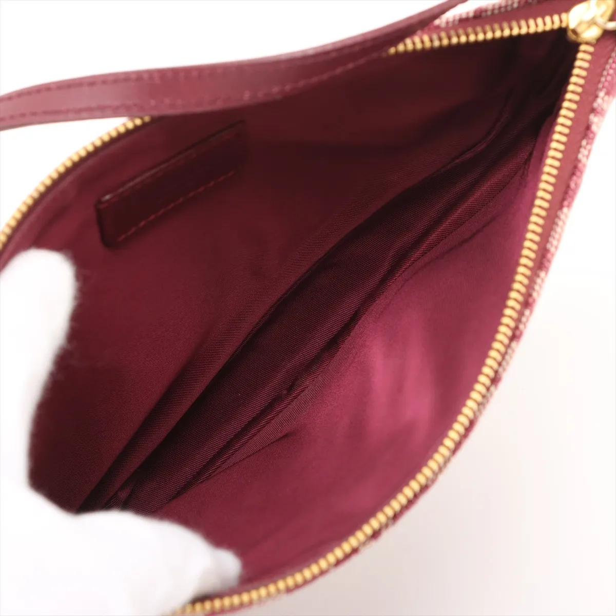 Trotter Saddle Canvas x Leather Handbag Red — view 7