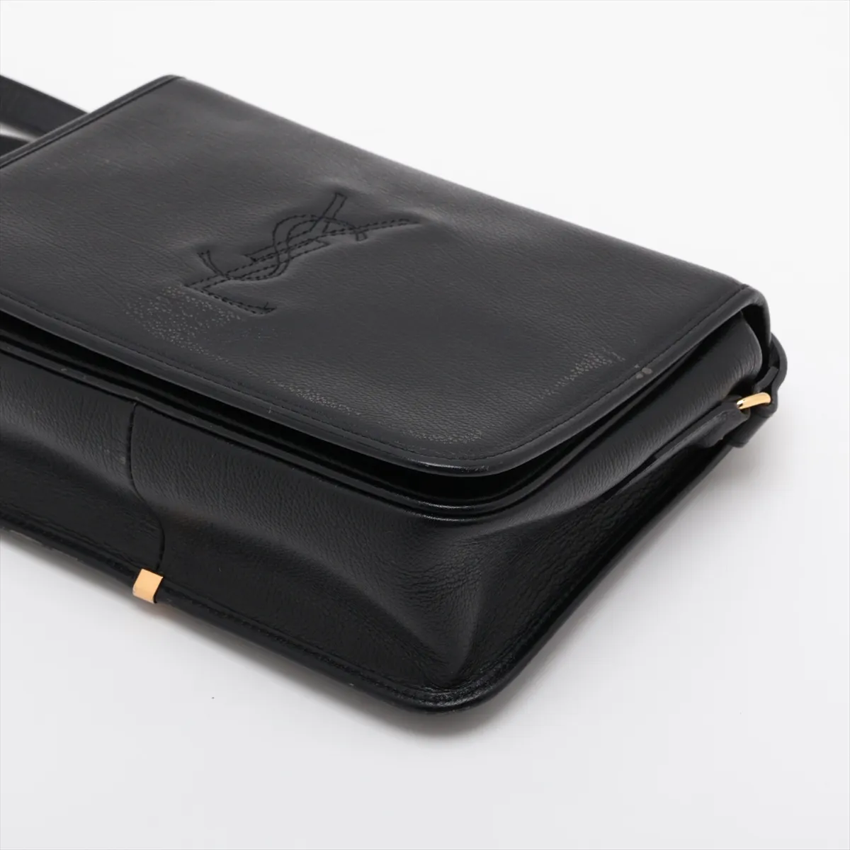 Cassandra Leather Shoulder Bag, Black — view 3