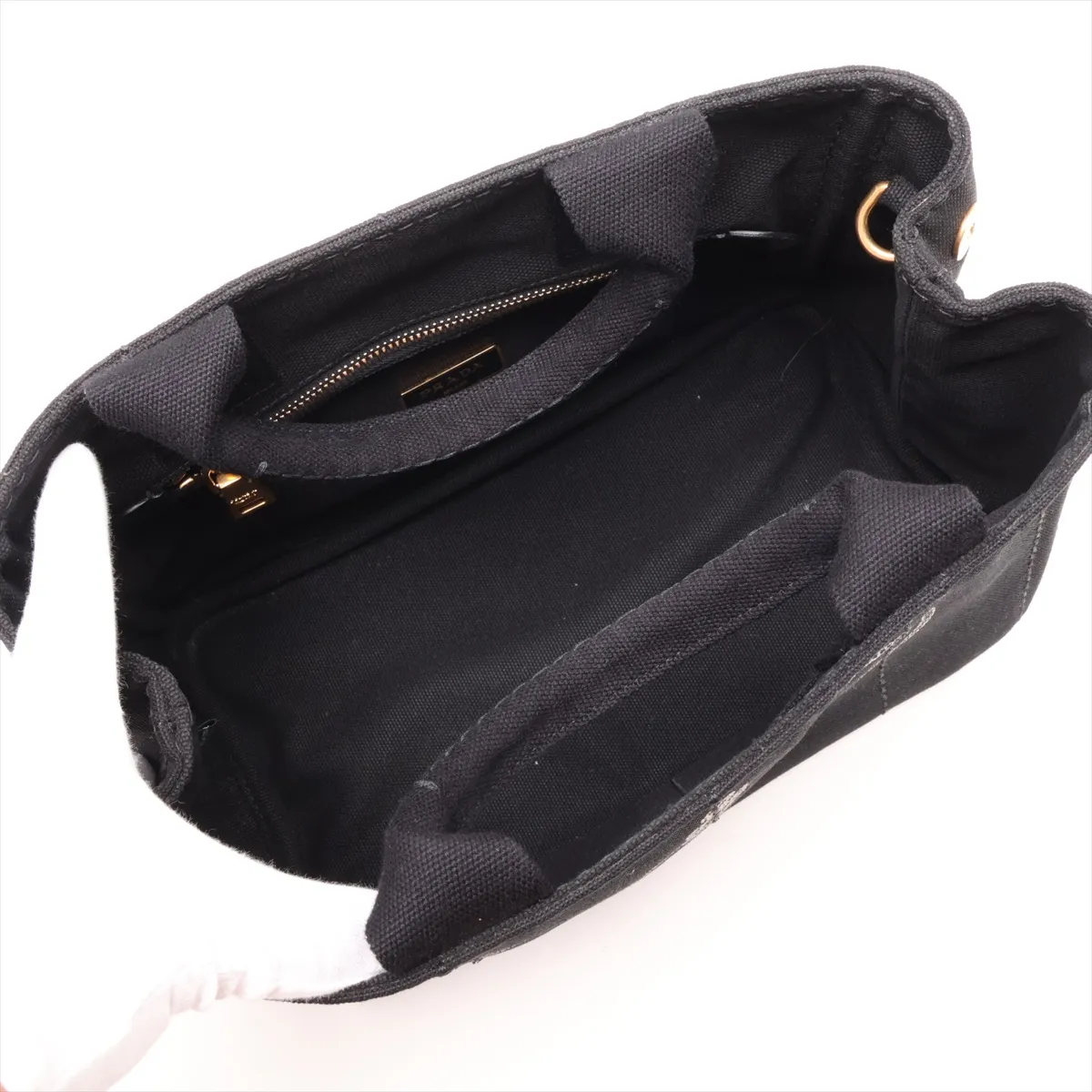 Canapa B2439G Canvas 2-Way Handbag, Black — view 7