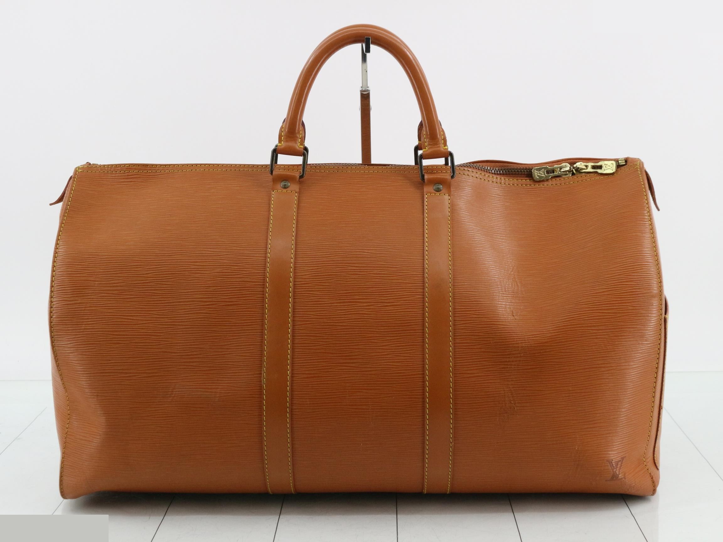 Keepall 50 Kenya Brown Poigner with name tag — view 2