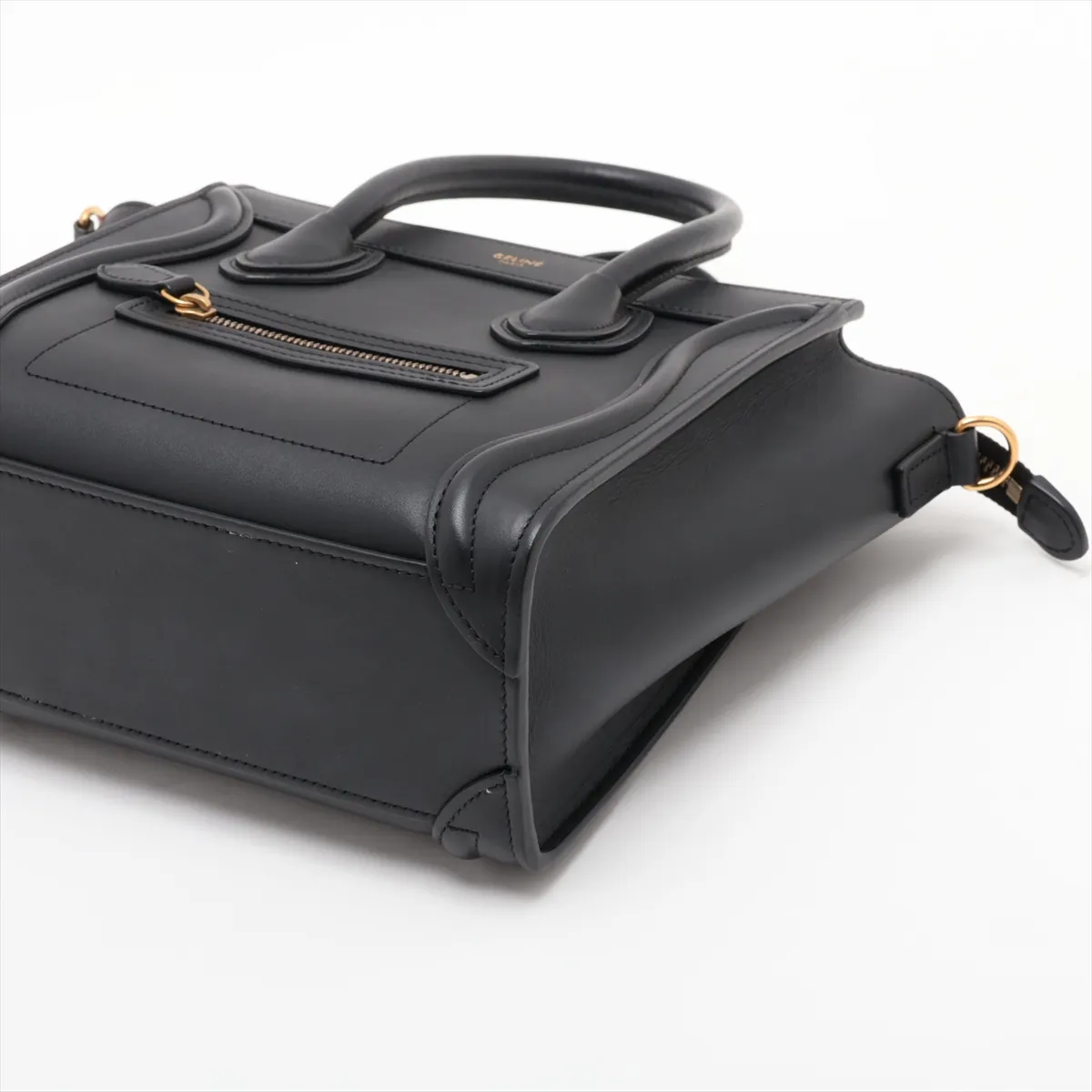 Luggage Nano Shopper Leather 2-Way Handbag, Black — view 3