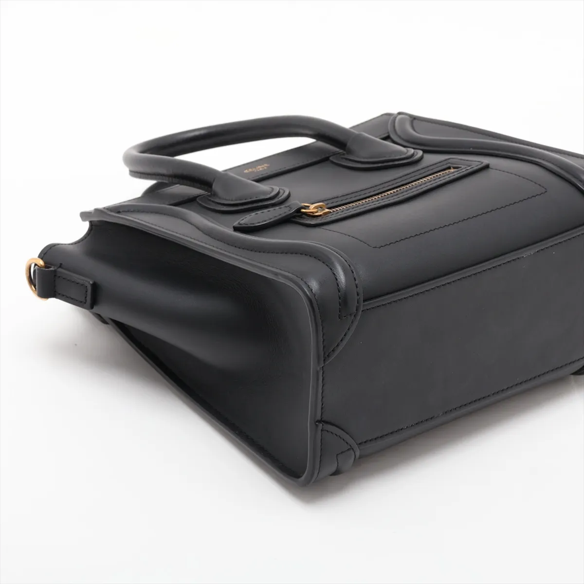 Luggage Nano Shopper Leather 2-Way Handbag, Black — view 4